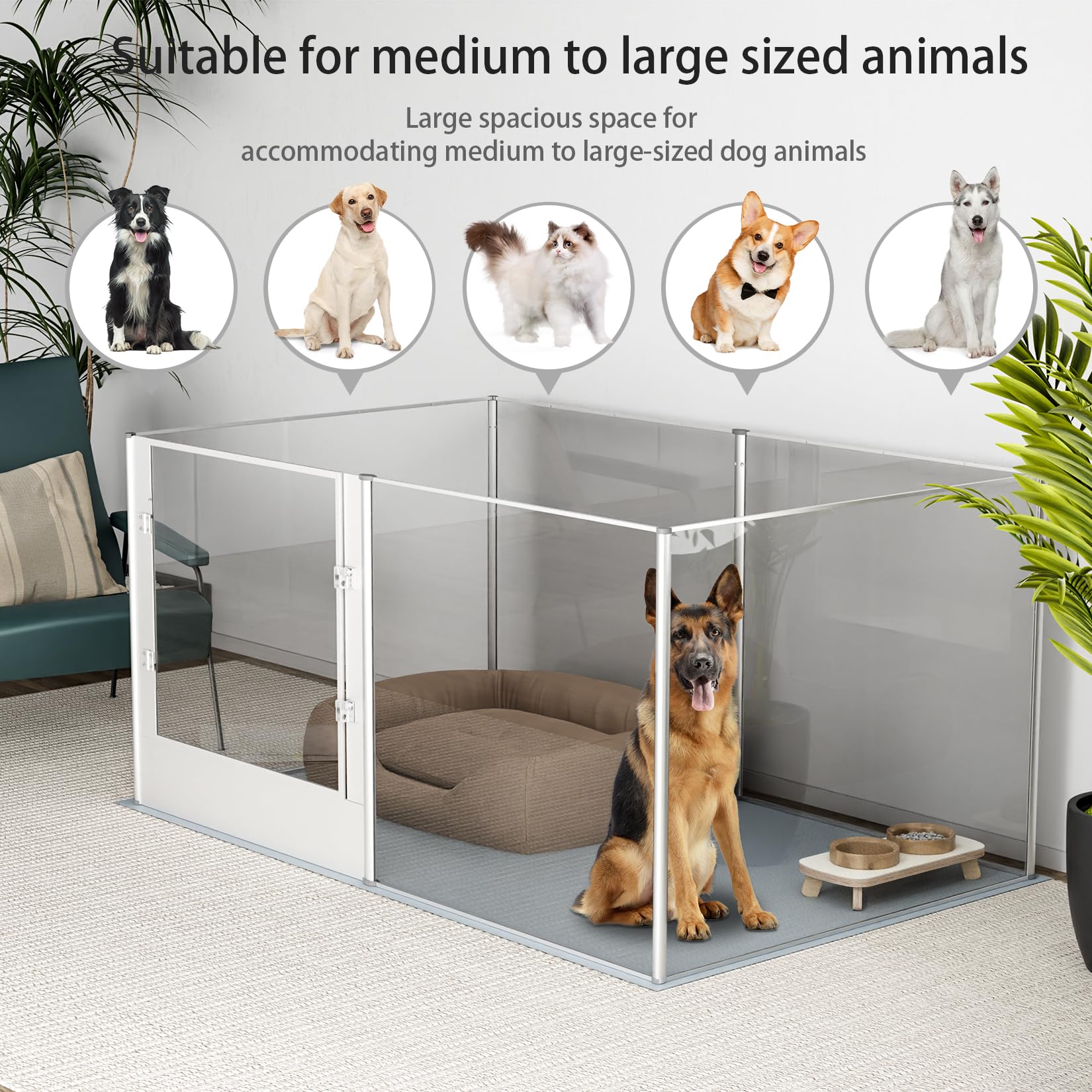 Dog Clear Playpen Fence Kennel: 32'' Extra Tall Puppy Birthing Enclosure With Waterproof Fertility Pad - 64''X43'' Pet Heavy Dut