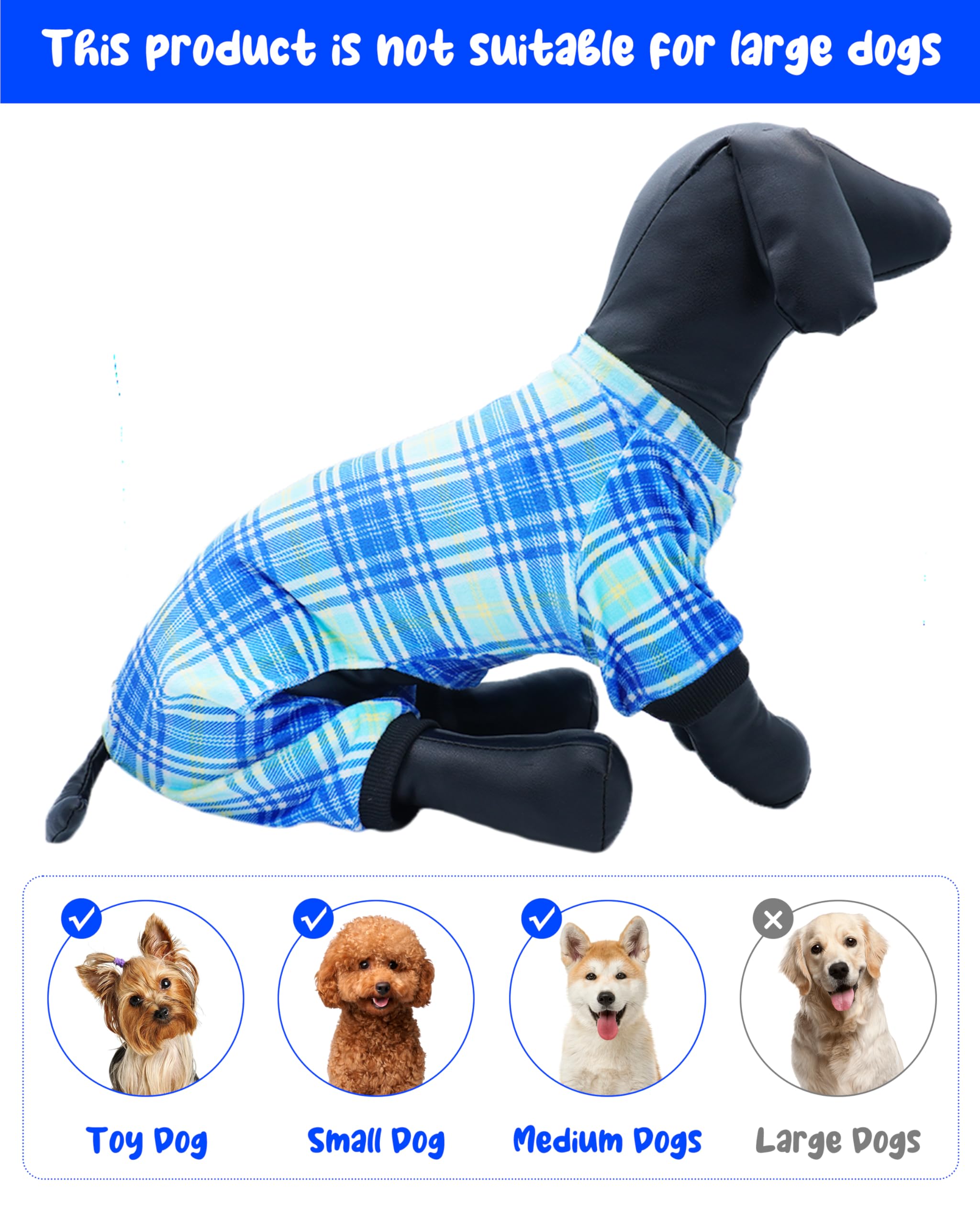Pet Show 4 Pack Small Dog Pajamas Cute Dinosaur Monster Clothes For Medium Dogs Soft Stretchy Pjs Plaid Jumpsuit Puppy Cats Tie