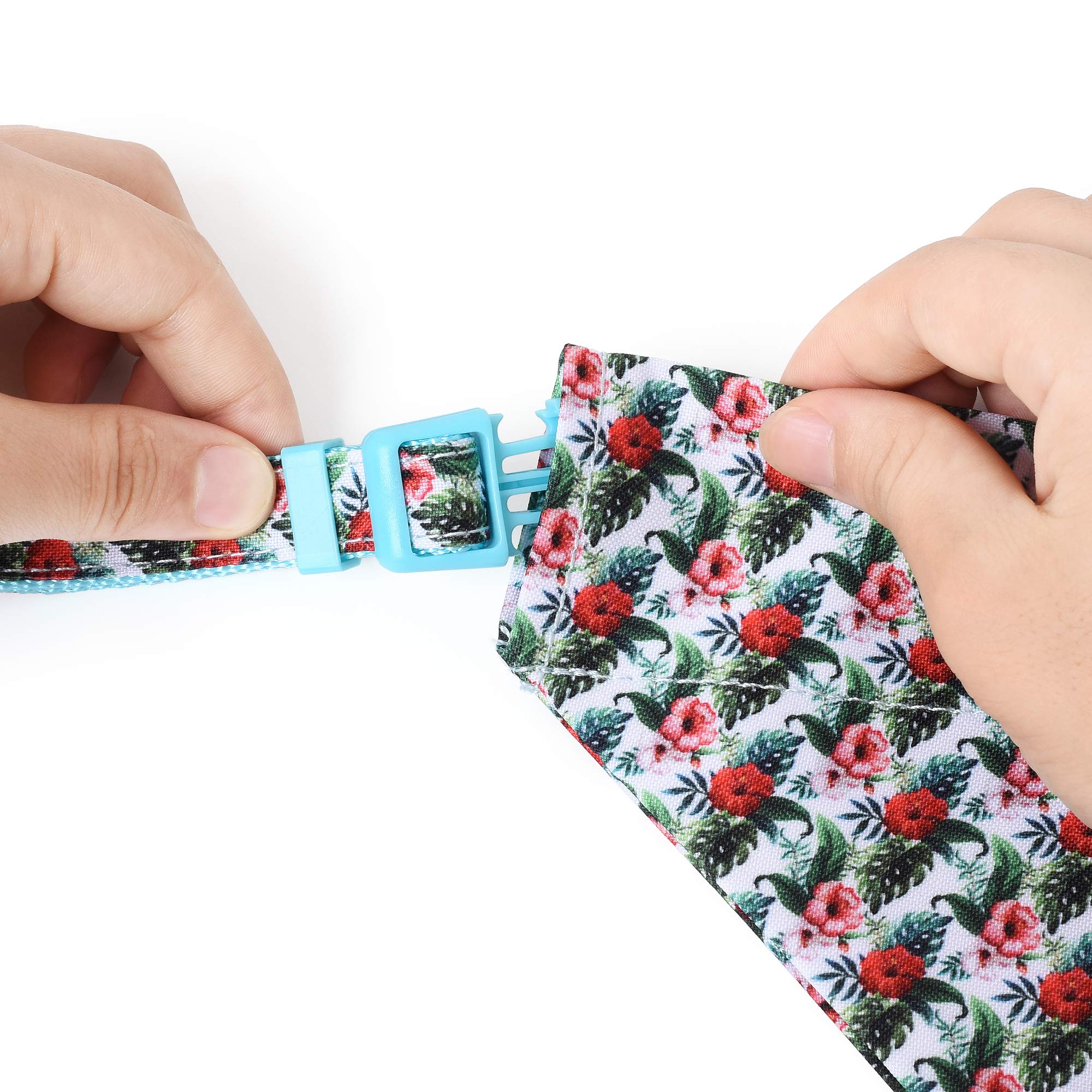 Mile High Life Cute Bandana Collar | Soft Poly Cotton Fabric Collar For Small Dogs | Flower & Fruit Pattern(Wild Rose, Bandana-S