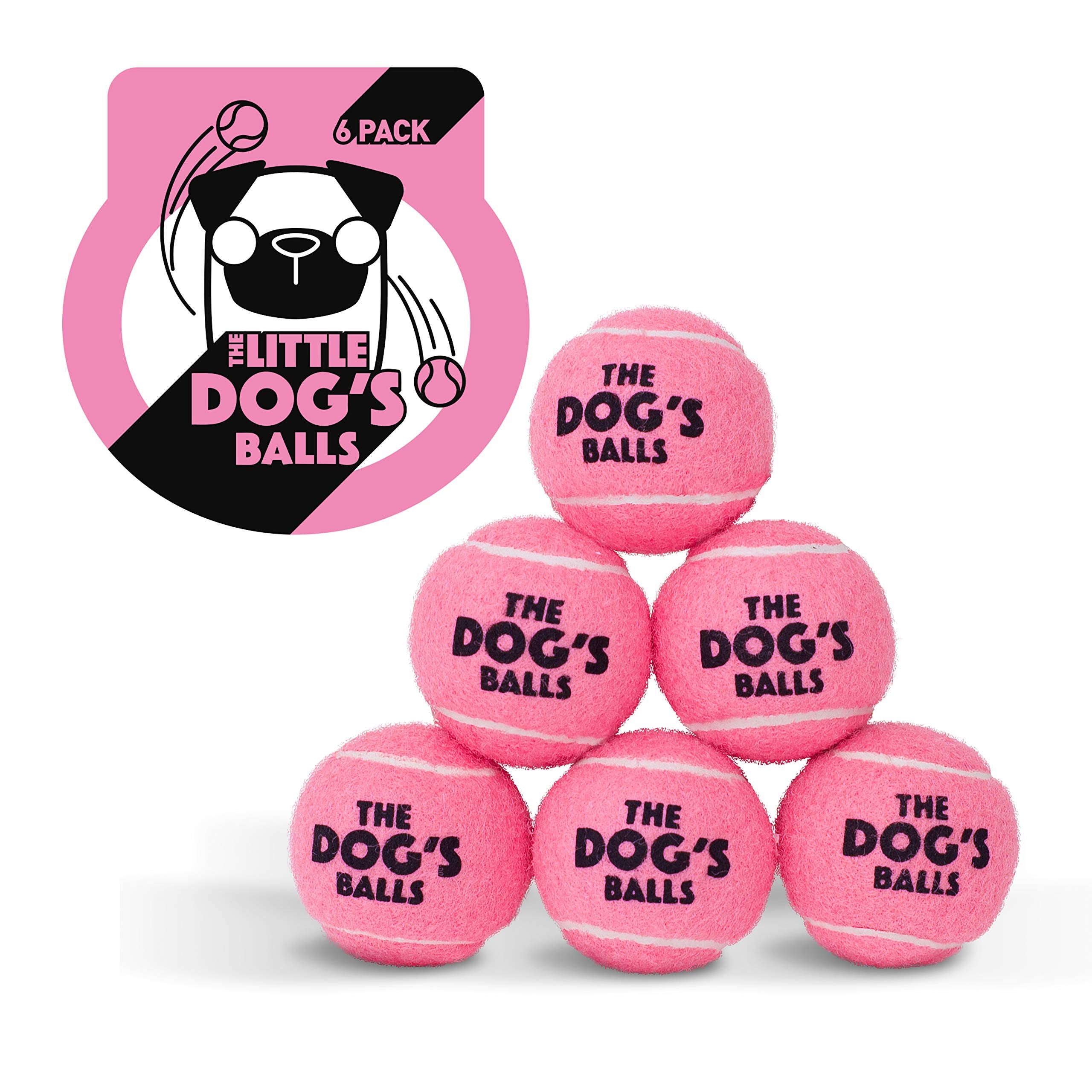 The Little Dog'S Balls, Dog Tennis Balls, 6-Pack Pink Dog Toy, Strong Dog & Puppy Ball For Training, Play, Exercise & Fetch