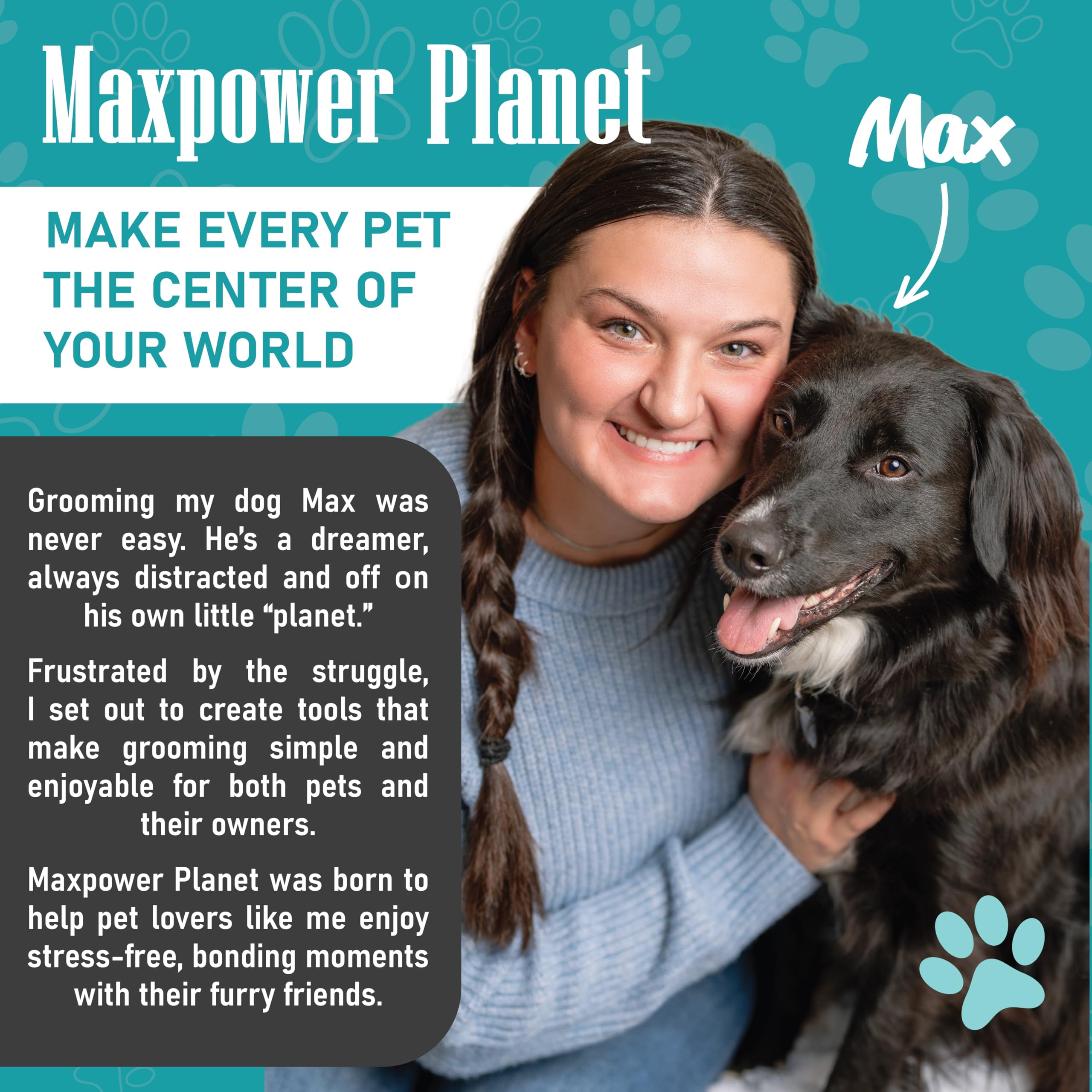 Maxpower Planet Original Pet Grooming Rake - Double-Sided Deshedding Dematting Tool, Undercoat Rake For Dogs & Cats, Extra-Wide Dog Grooming Brush & Deshedder Comb For Long Hair, Reduces Shedding 95%