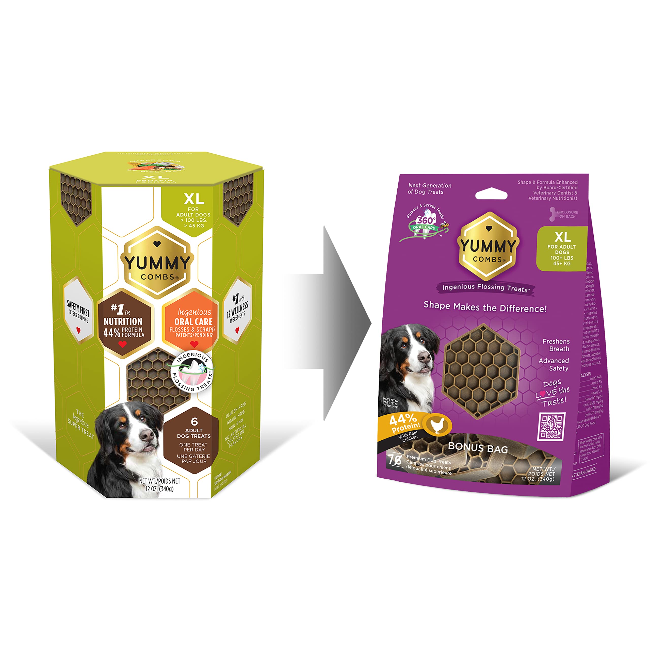 Yummy Combs - Dog Dental Treats | Removes Tartar - Vet VOHC Approved | A Yummy Treat for Teeth Cleaning - Chicken Protein | for
