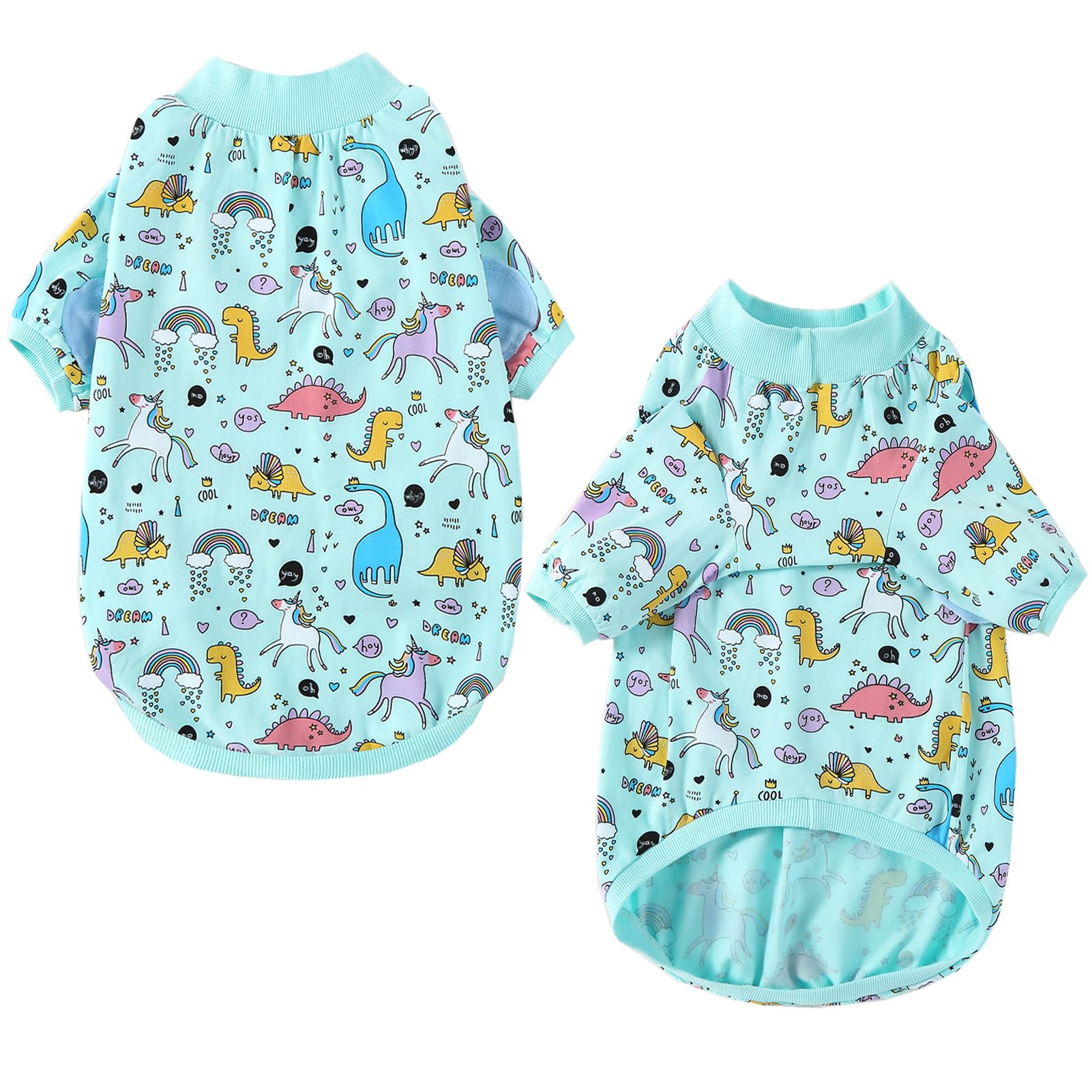 PriPre Dog T Shirts Dinosaur Pattern, Rainbow, Unicorn Dog Clothes for Large Medium Small Dogs Breathable Stretchy Cotton Clothe