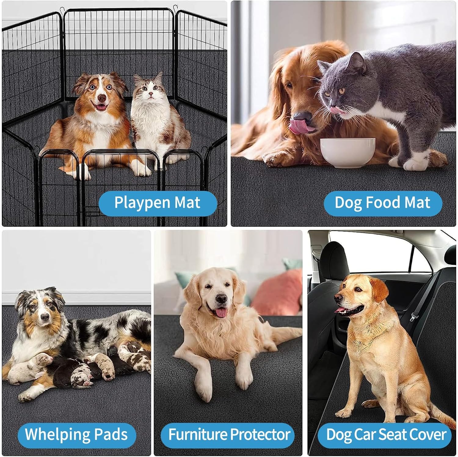 Dog Playpen Mat Pads, Puppy Pads for Dogs Training, Housebreaking, Incontinence, Kennel, Reusable, Absorbent, Waterproof, Non-Sl