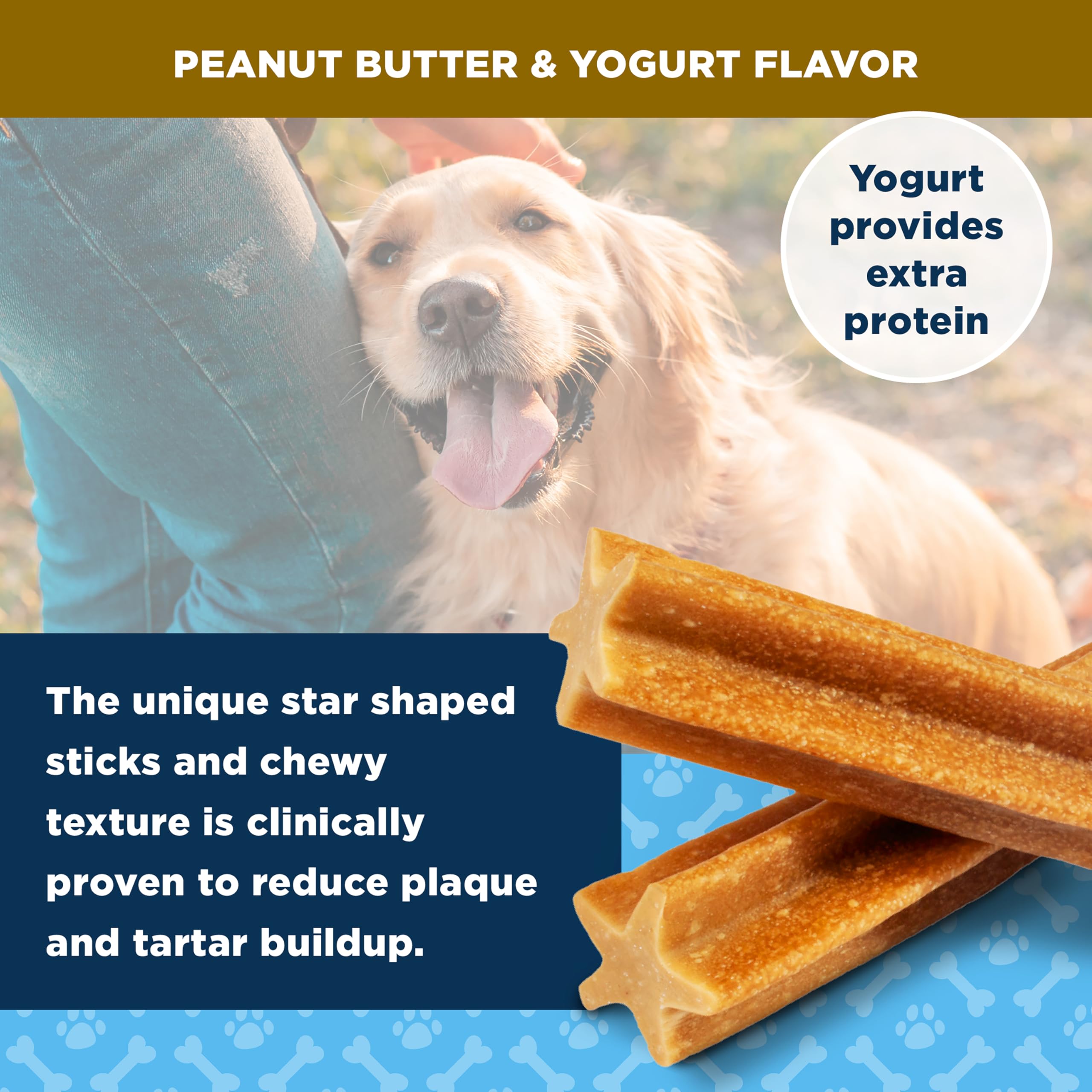 American Kennel Club Dentacare Yogurt and Peanut Butter Dental Dog Treats, Naturally Flavored, Good for Dog Dental Health, 20 Co