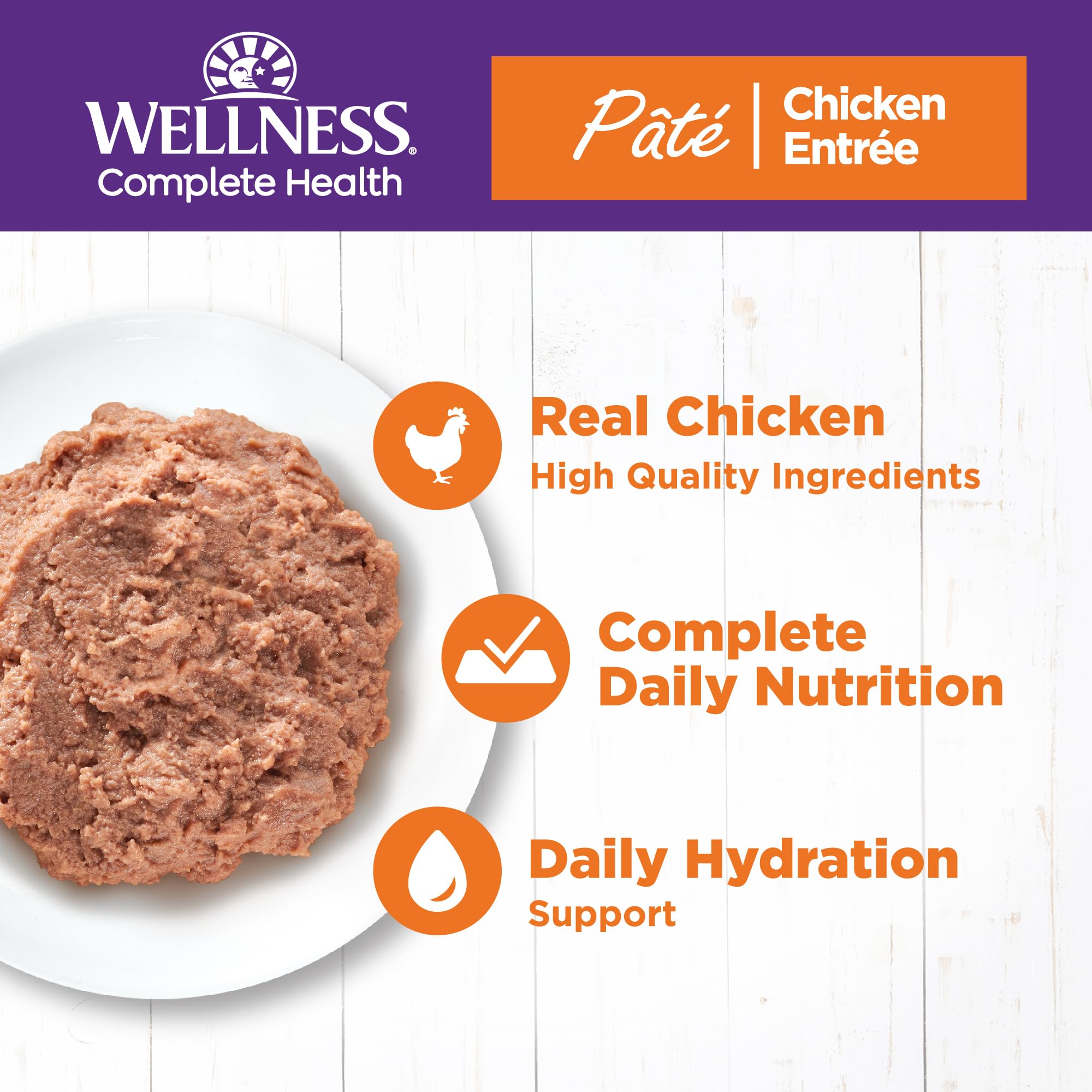 Wellness Complete Health Grain Free Canned Cat Food, Chicken Pate, 12.5 Ounces (Pack of 12)