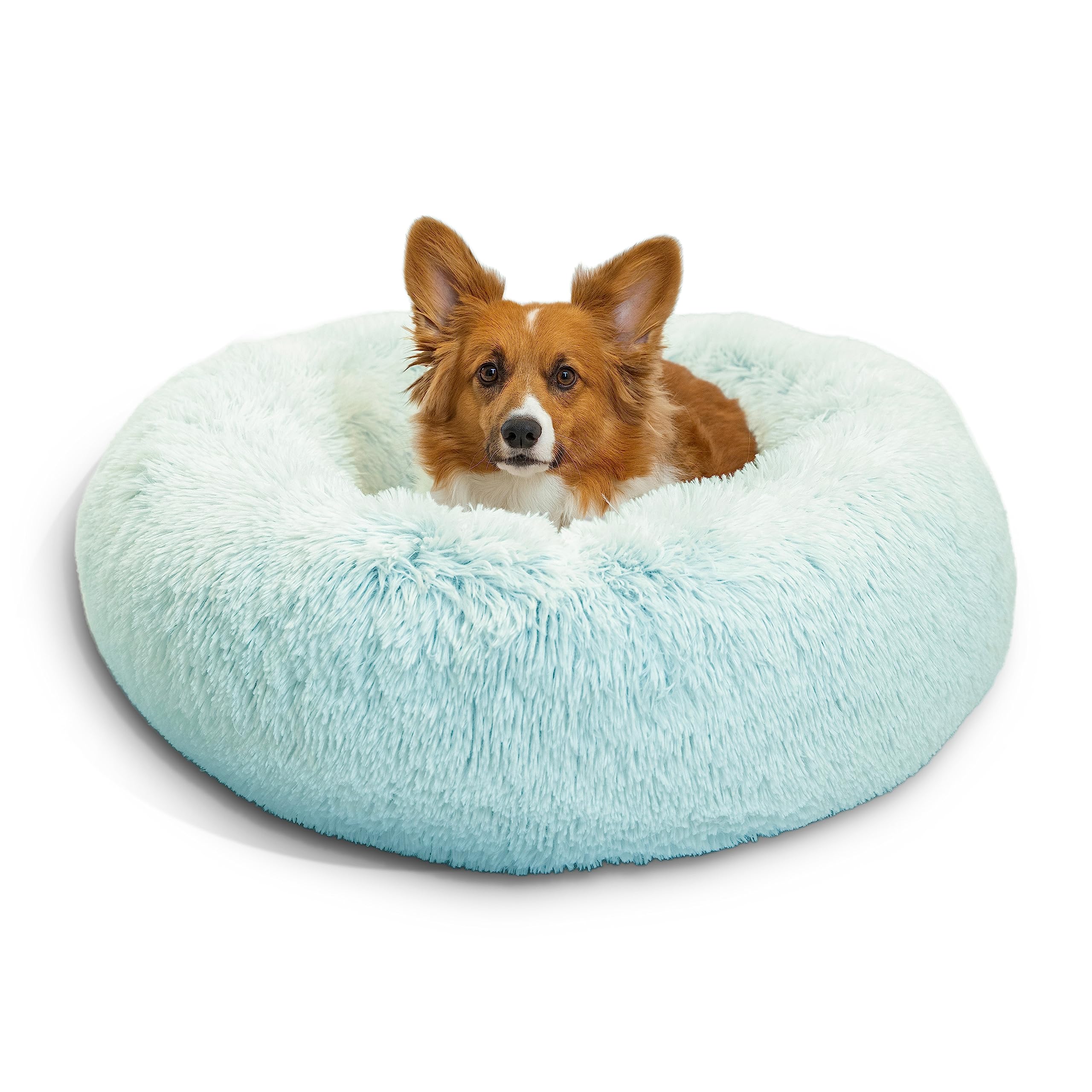 Best Friends By Sheri The Original Calming Donut Dog And Cat Bed In Shag Fur, Baby Blue, Medium, 30X30