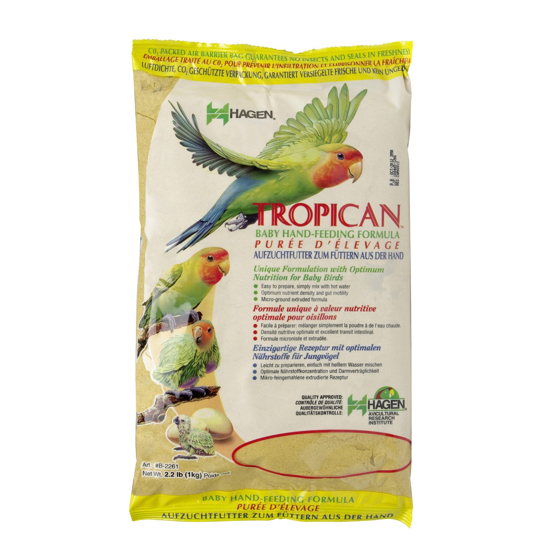 Hari Tropican Baby Bird Food - Complete Nutrition Hand-Feeding Formula, 11 lb Bag, Cream Color, Model B2262