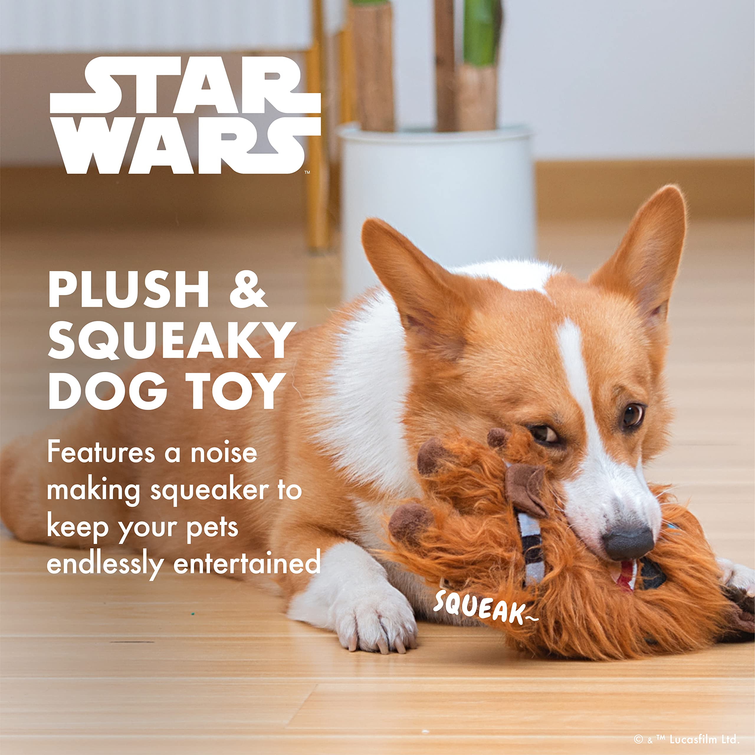 Star Wars Chewbacca Reindeer Squeaky Plush Dog Toy | Soft, Squeaky Holiday Dog Toy, 6 Inch (FF24146)
