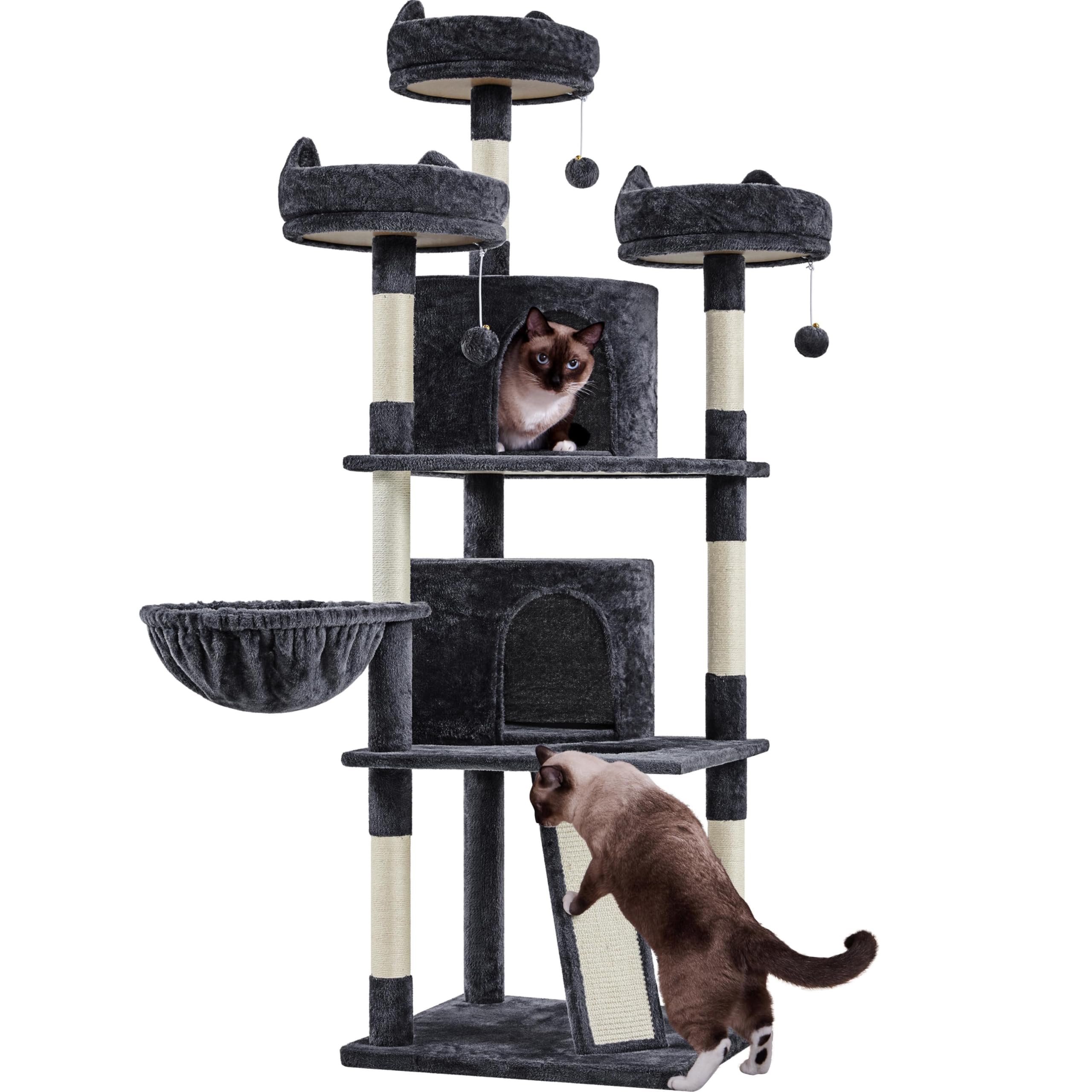Yaheetech 68.5in Cat Tree Multi-Level Cat Tower with Large Cat Condo&Cozy Perches Stable Pet Play House w/Sisal-Covered Scratchi