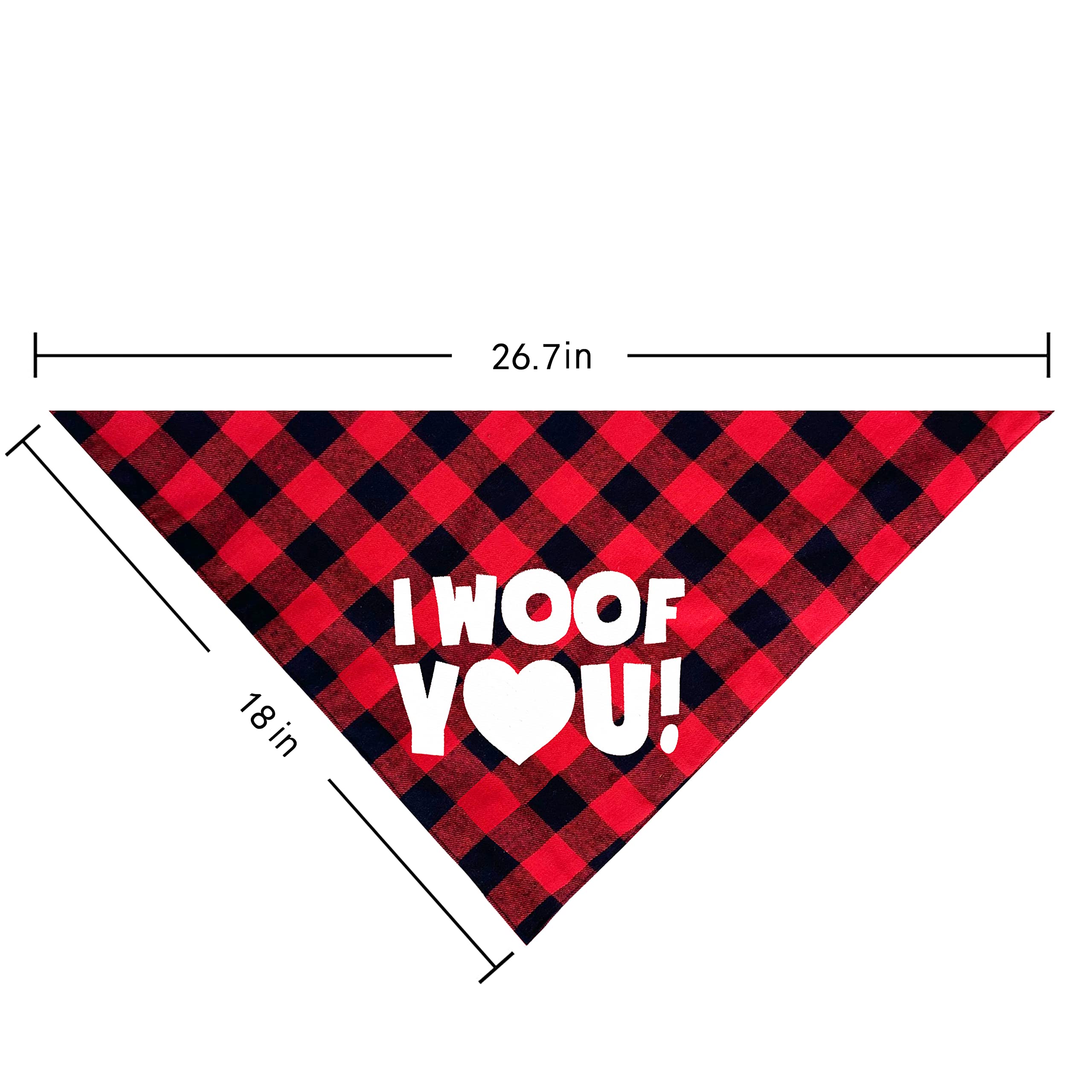 Pohshido 2 Pack Valentine'S Dog Bandana, Holiday Buffalo Plaid Bandana Scarfs For Small Medium Large Dogs Cats Pet Puppies (Free Kisses)