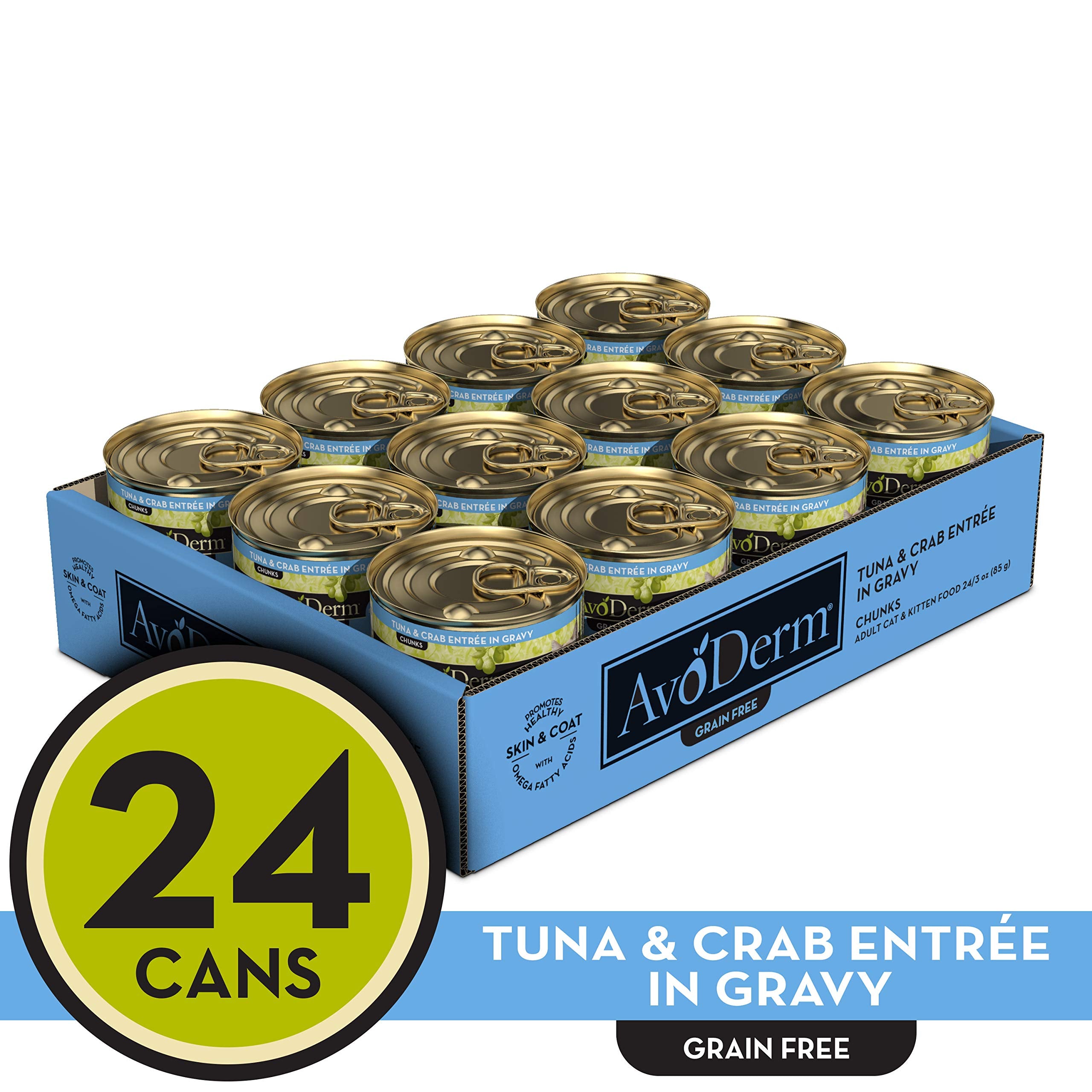 AvoDerm Natural Grain Free Tuna & Crab Entree in Gravy Canned Wet Cat Food, 3-Ounce Cans, (Case of 24)