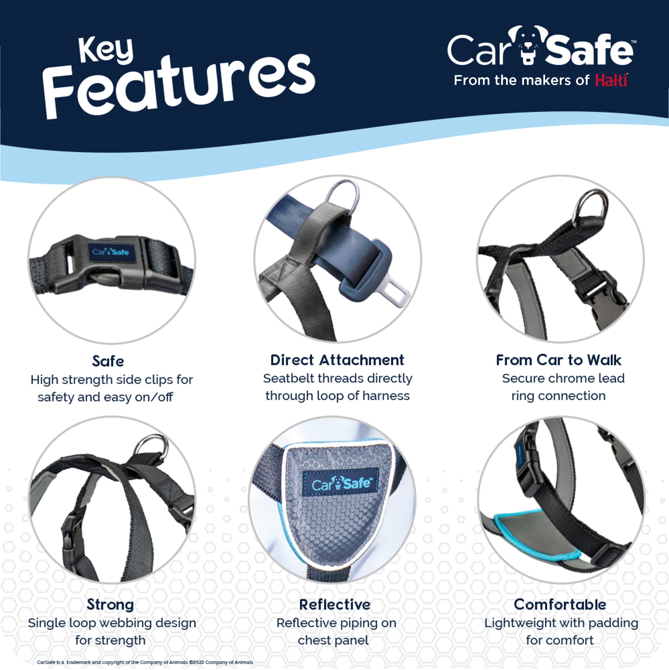 Carsafe Dog Travel Harness - Safely Secure Dog In Car, Ensures Road Laws And Insurance Terms When Travelling With Your Pet. For Toy, Small, Medium And Large Dogs (Size Medium)