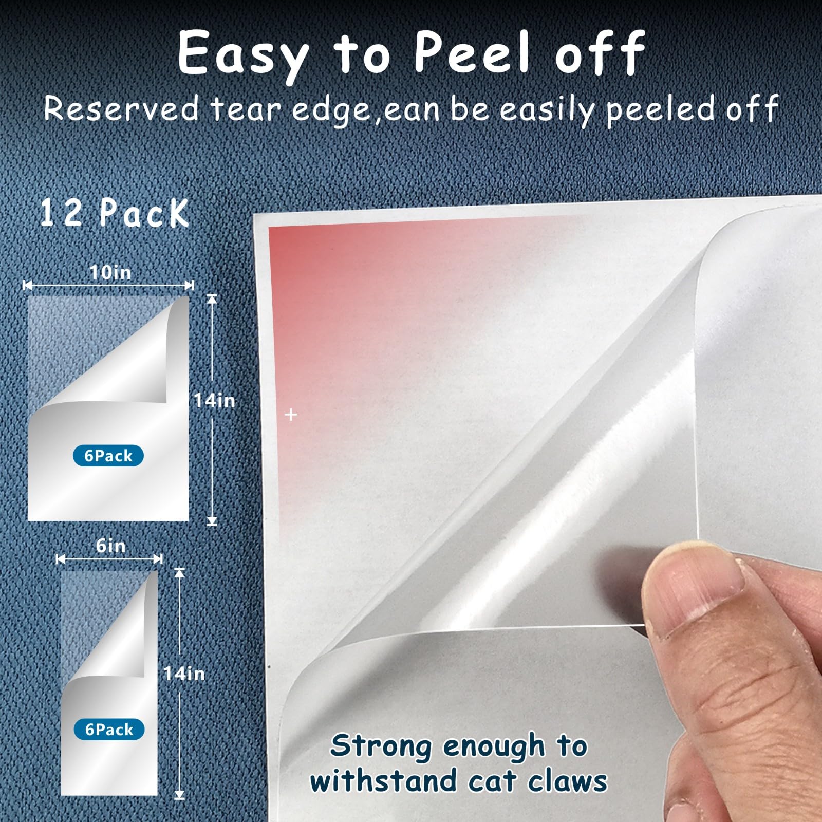 Maicobi Cat Scratch Furniture Protector 12-Pack - Clear Self-Adhesive Couch Guards - Anti-Scratch Deterrent For Sofa And Upholst