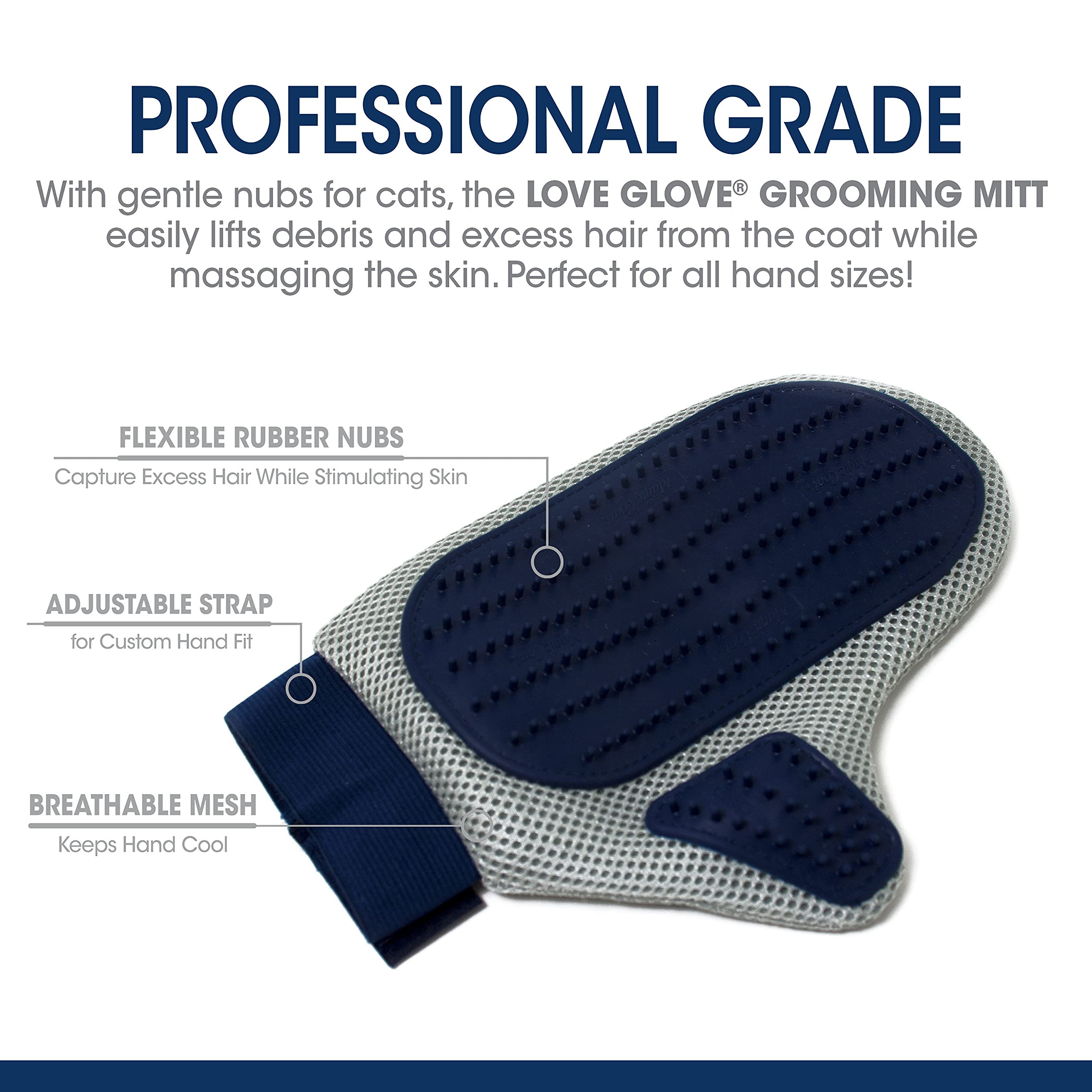 Four Paws Magic Coat Professional Series Love Glove Silicone Cat Grooming Mitt, Deshedding & Dematting, 1 Count