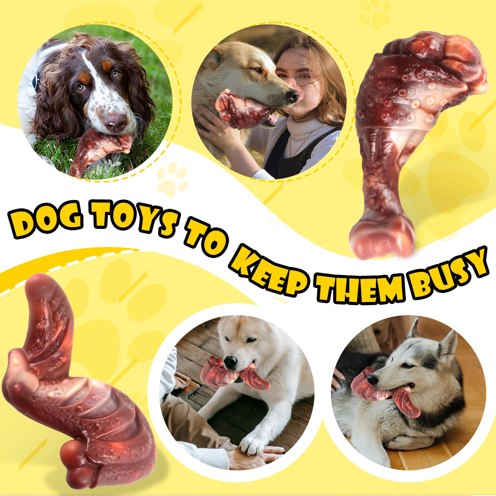 Fuufome Dog Chew Toys for Aggressive Chewers: 2 Pack Indestructible &ToughToys for Aggressive Chewers-Dog Bones Nylon Toys for S