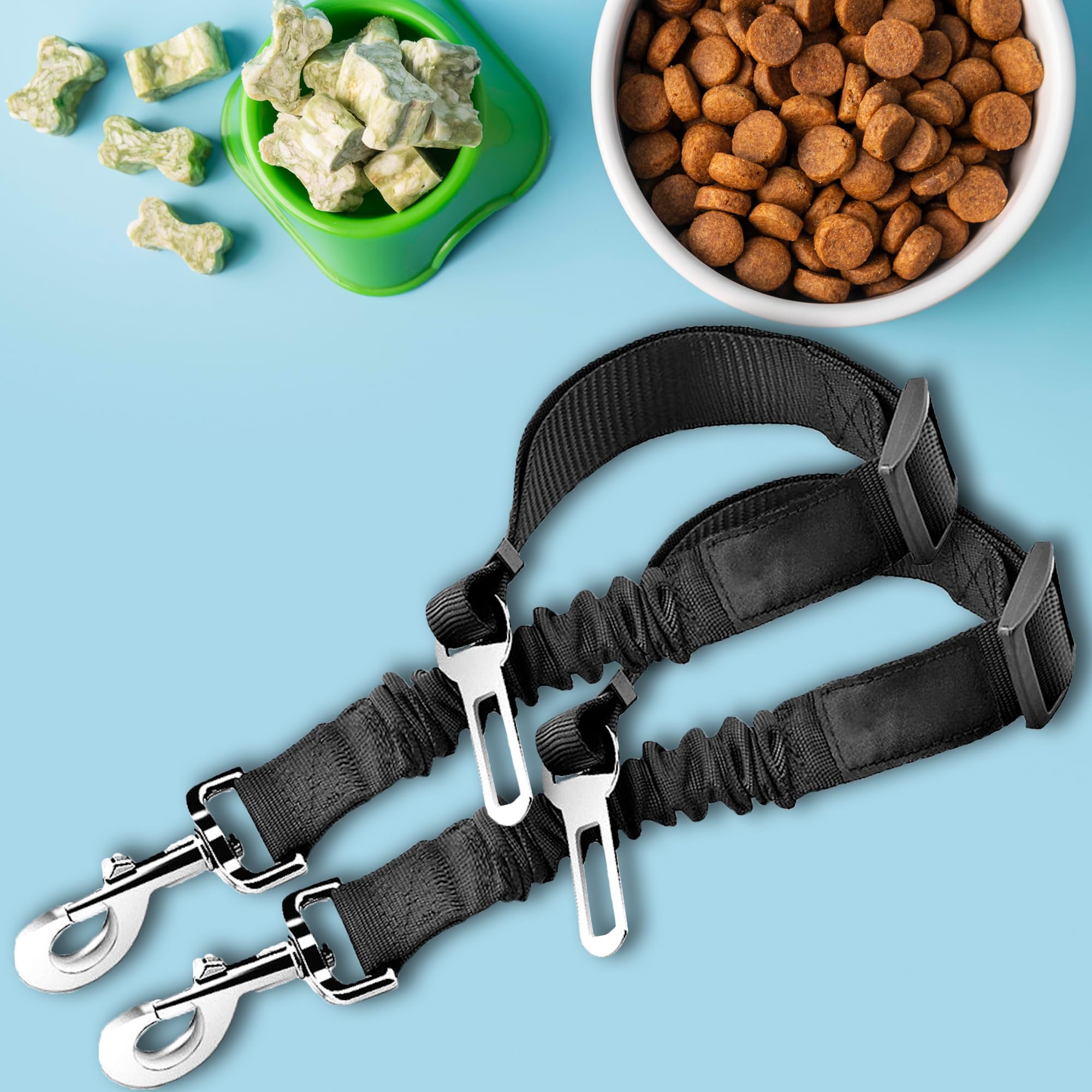 Sungrow Elastic Nylon Ferret Seat Belt, 24    - 36   , Adjustable Black Harness, Elastic Tether With Metal Buckles, 2 Pcs Per Pa