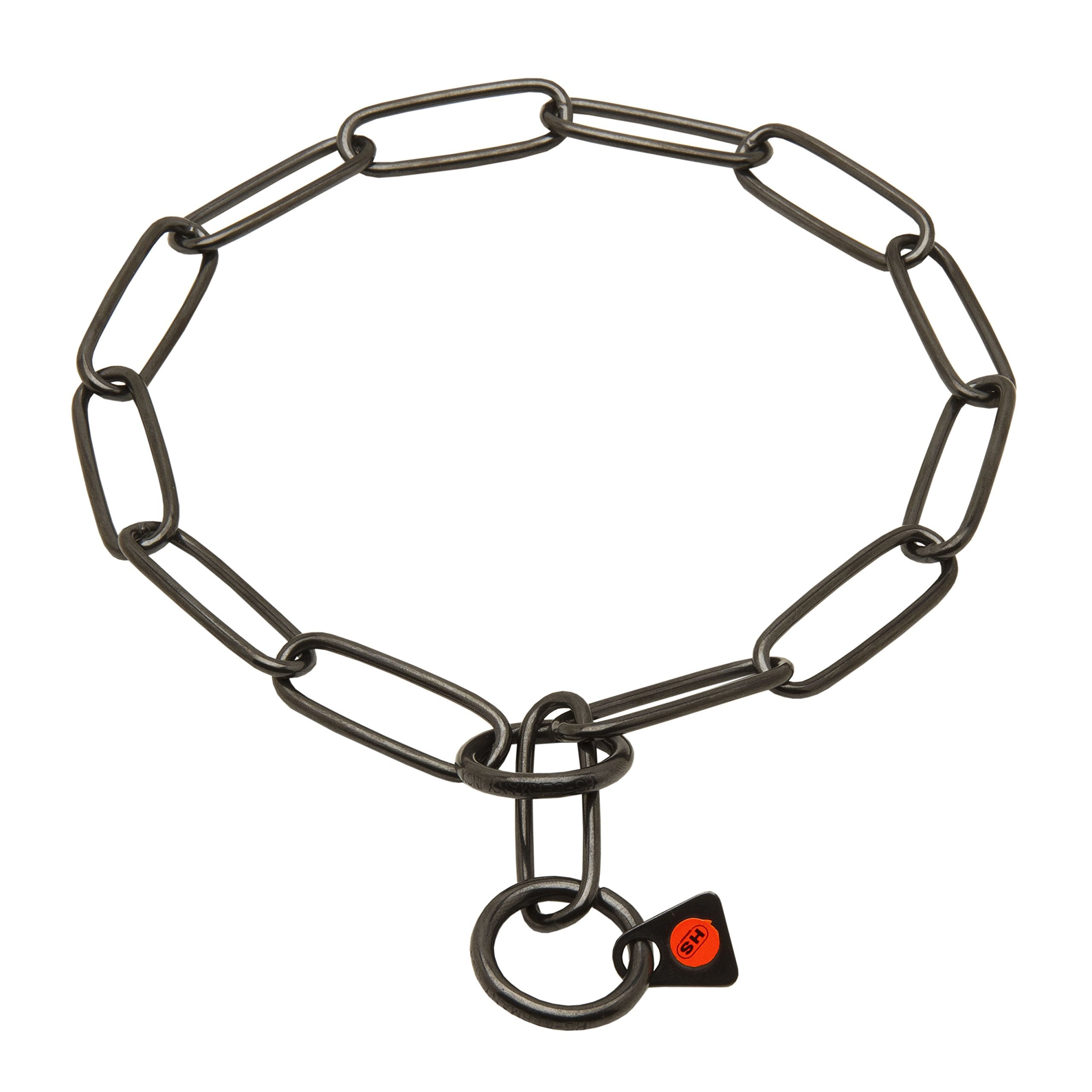 Herm Sprenger Black Stainless Steel Collar 51506 (57) - Long Link Fur Saver 1/9 Inch (3 Mm) - Size 24 Inch (62 Cm) For Dogs With