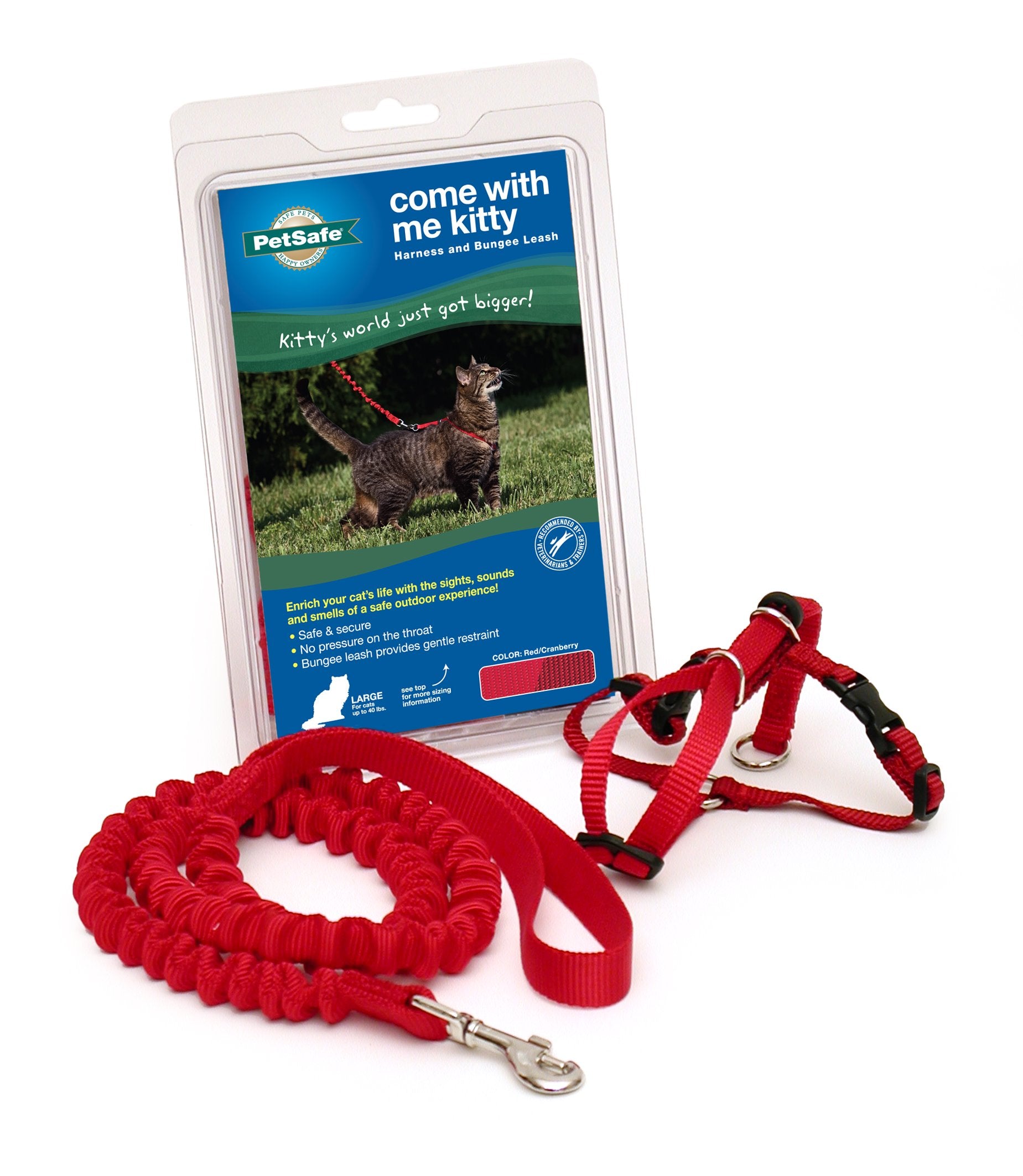 Petsafe Come With Me Kitty Harness And Bungee Leash, Large, Red