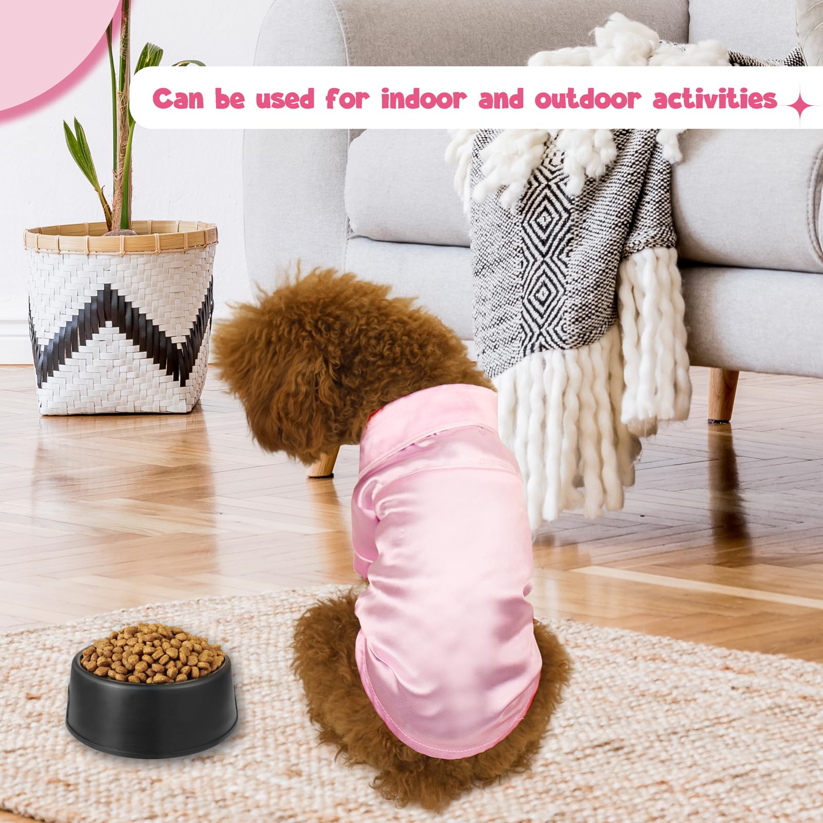 Dog Lapel Silk Sleepwear Soft Two-Legged Shirt Outfit For Small Girl Dogs Christmas Holiday Birthday Party (Pink, S)