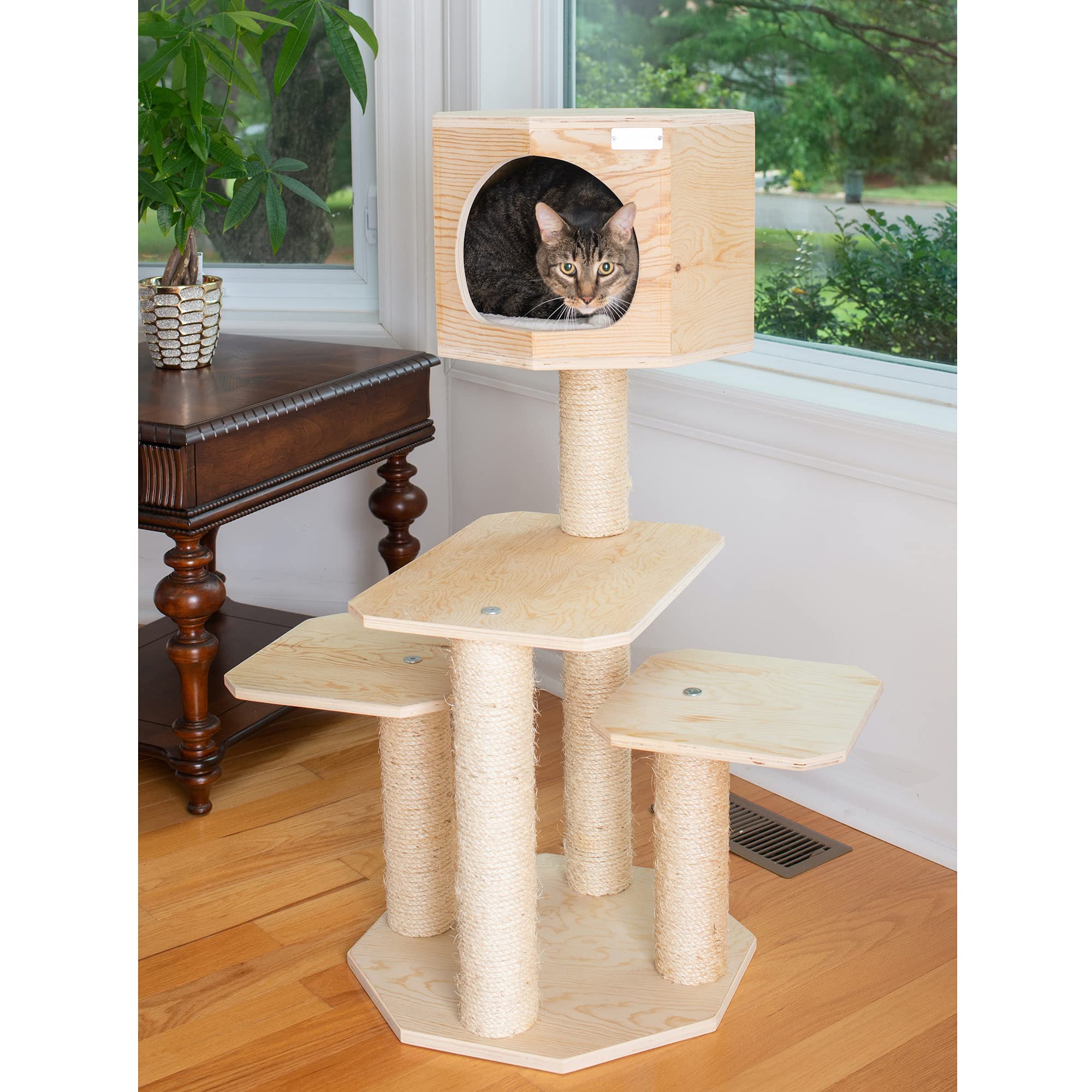Armarkat Premium Pinus Sylvestris Wood Cat Tree S4203, Tan