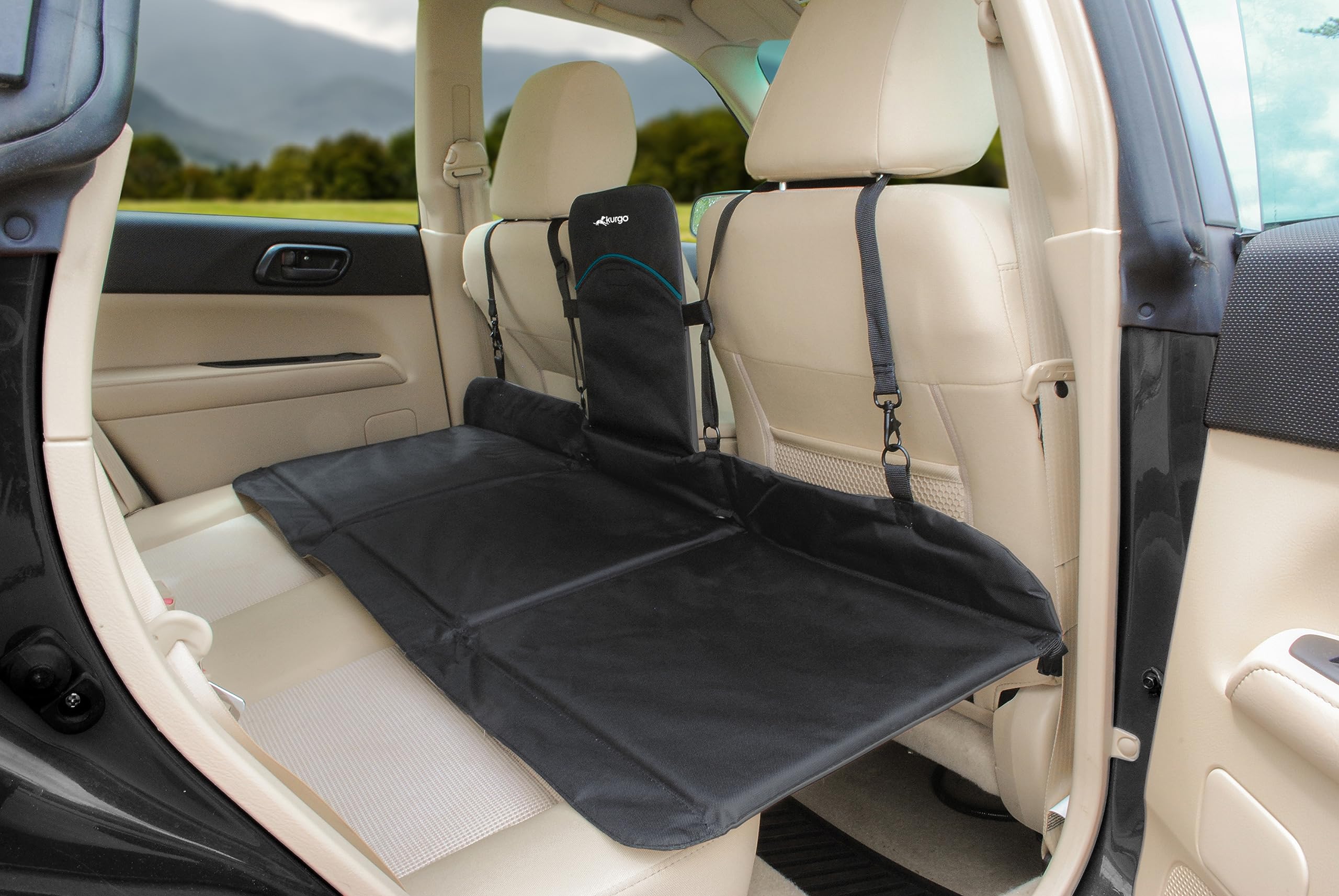 Kurgo Rover Backseat Bridge Dog Car Extender, Seat Bridge For Dogs, Padded Pet Car Barrier, Reversible, Water Resistant, Univers