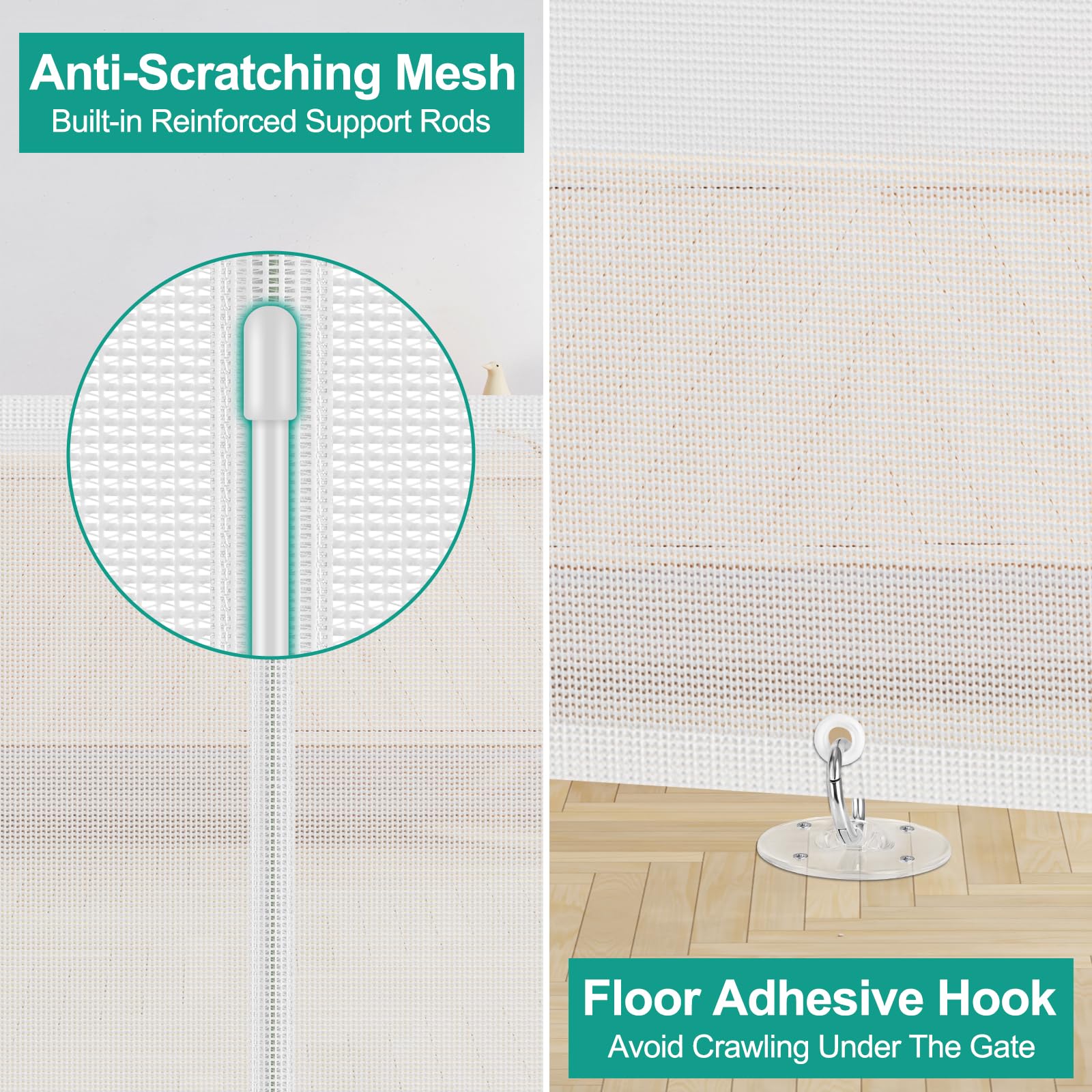 20 Inch Tall x 80 Inch Extra Wide Retractable Dog Gate for Large Openings, Easily Step Over Pet Gate, Short Dog Gate for Doorway