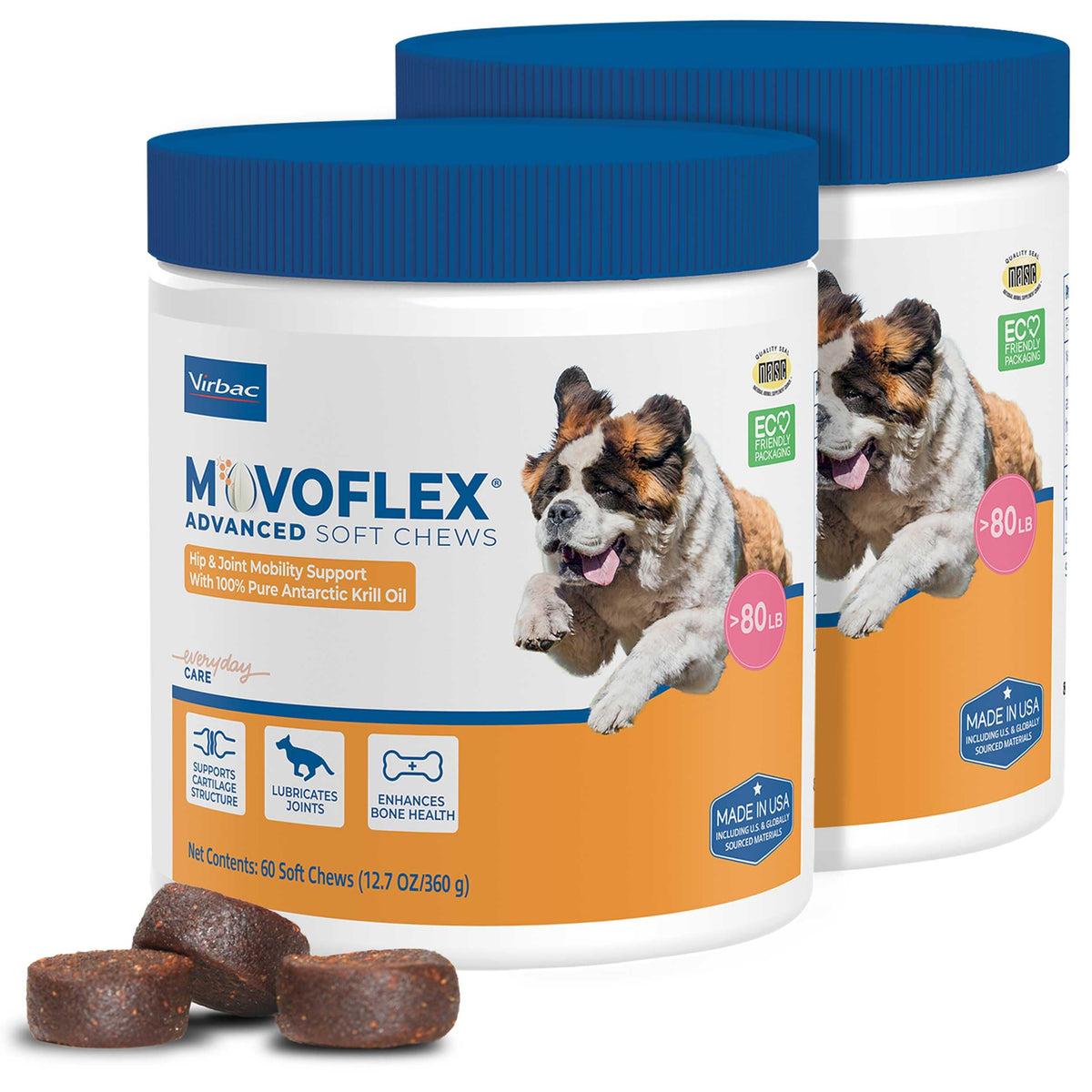 Movoflex Advanced Soft Chews Hip And Joint Support Supplement For Large Dogs - 120 Count By Virbac