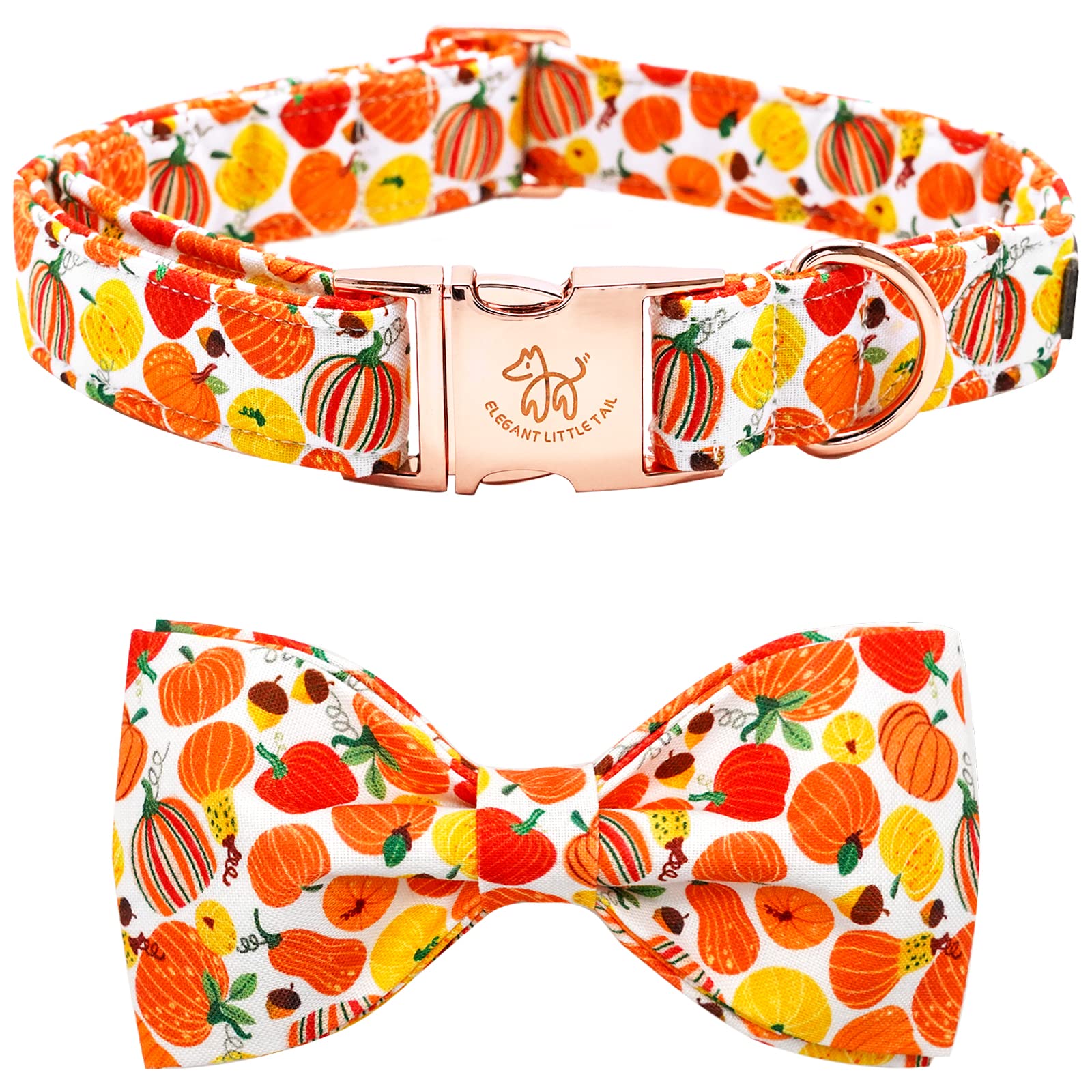 Elegant Little Tail Dog Collar With Bow - Fall Dog Collar Halloween Pumpkin Bow Girl Boy Pet Collar Soft Dog Bowtie Collars For Small Dogs