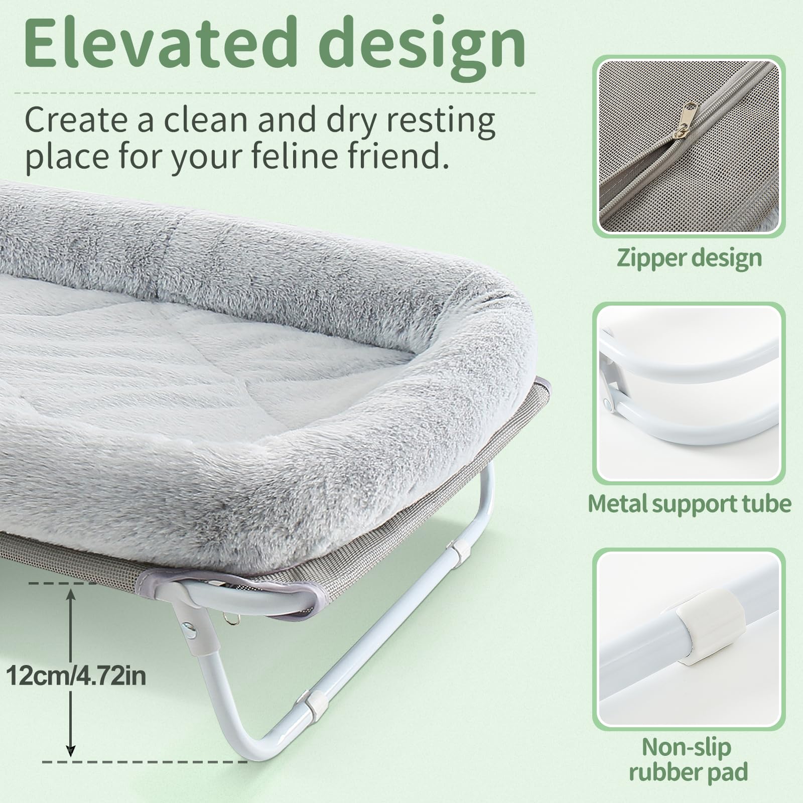 Sunhoo Elevated Cat Bed Foldable Raised Hammock For Small Dog Off Floor Indoor Puppy Kitten Cot Free Standing High Chair For Kit
