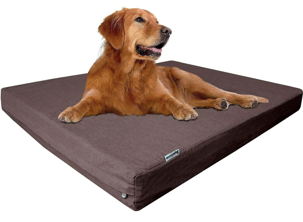 Dogbed4Less Extra Large Orthopedic Memory Foam Dog Bed For Large Dogs, Durable Denim Cover, Waterproof Liner And Extra Pet Bed Case, Fit 48'X30' Crate, Brown