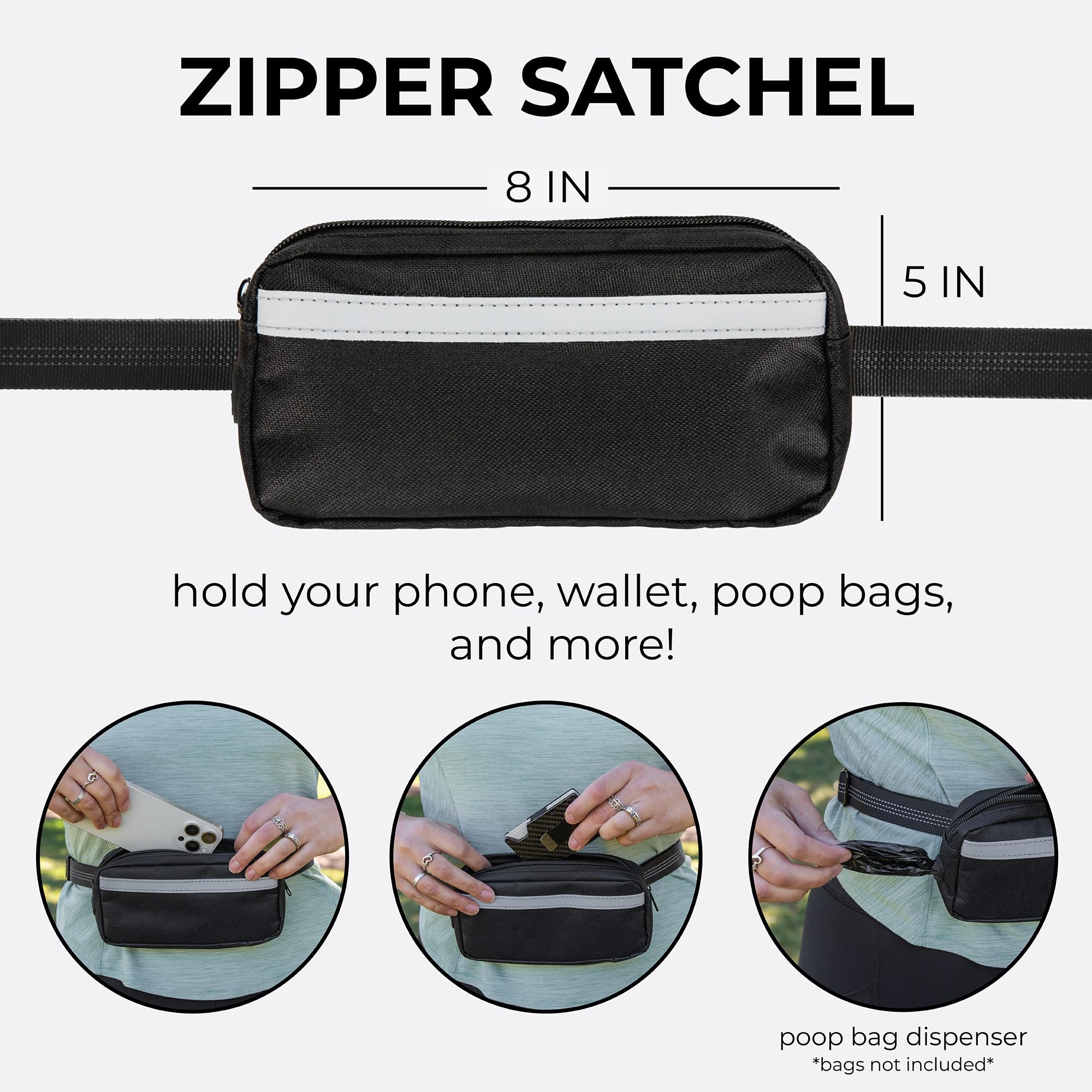 Squirrel Products Hands Free Dog Leash With Hip Belt/Crossbody Strap, Zipper Pouch, And Shock Absorbing Bungee For Walking Or Jo