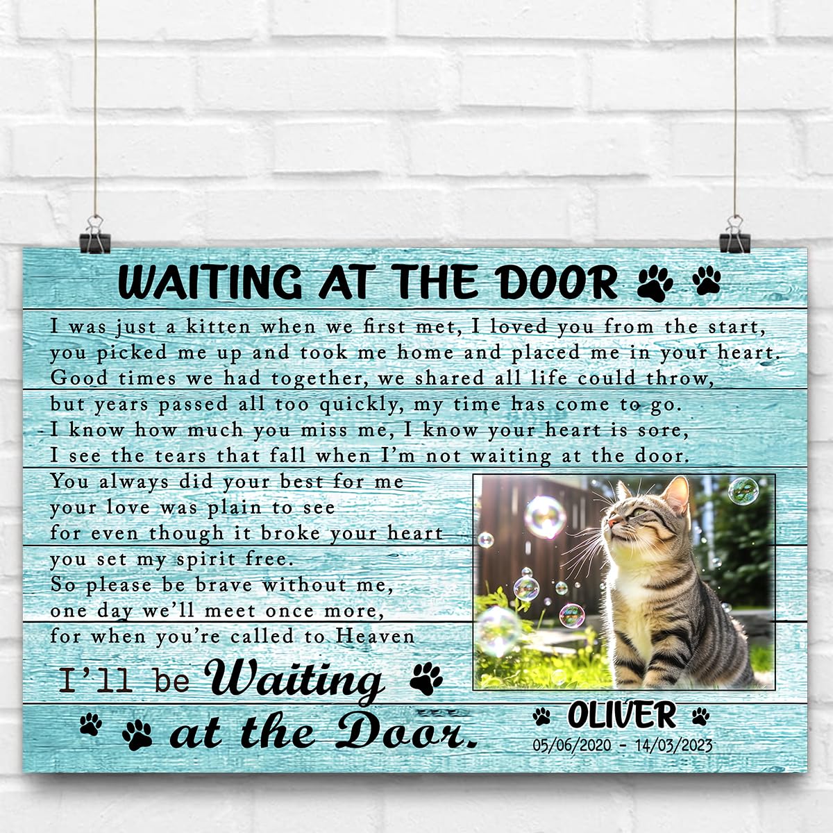 P80814 Funny Cat Memorial Poster Gifts - Personalized Cat Lover Dad Wall Art Decor, Custom Landscapes