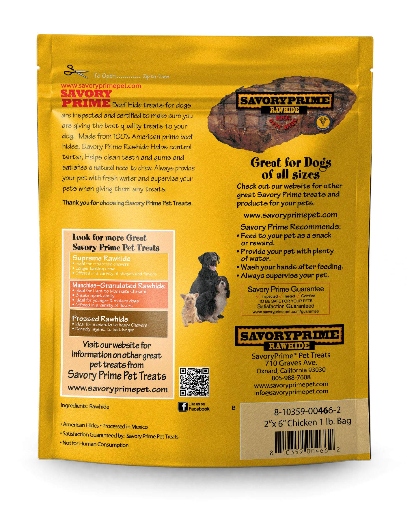 Savory Prime Rawhide Chips Chicken, 1-Pound (046)