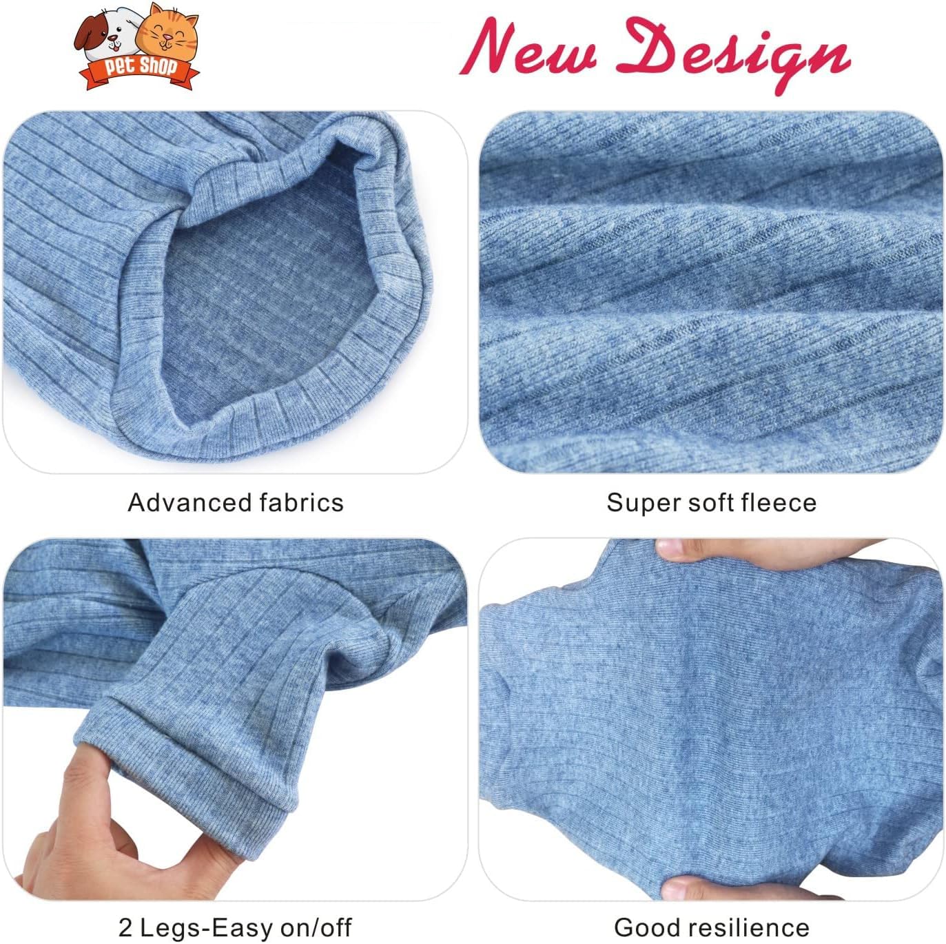 Idepet Sphynx Hairless Cats Sweater Shirt Kitten Soft Puppy Clothes Pullover Cute Cat Pajamas Jumpsuit Skin-Friendly Cotton Apparel Pet Winter Turtleneck For Cats And Small Dogs(X-Large, Blue)