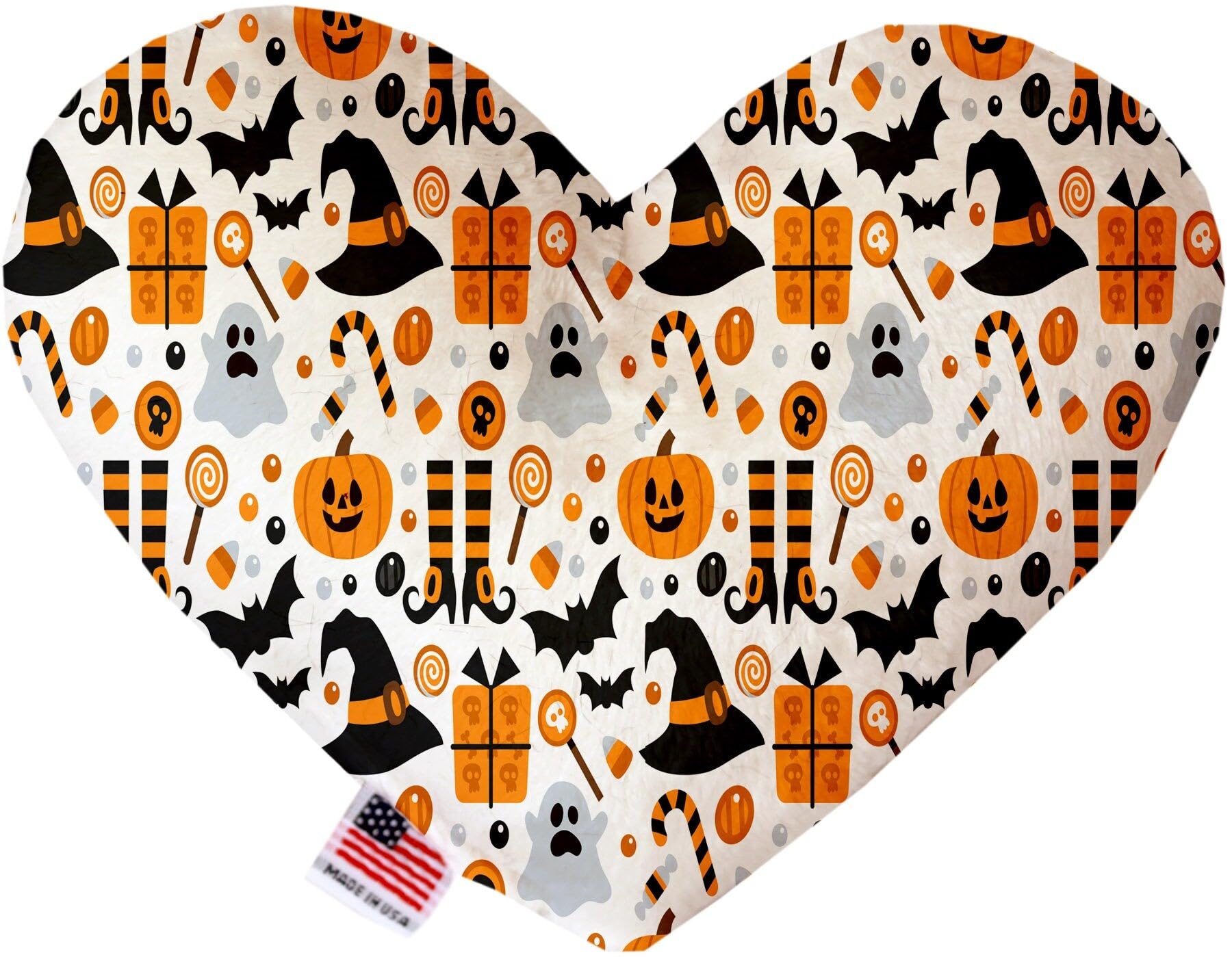 Halloween Pet & Dog Plush Heart or Bone Toy, &quot;Trick-Or-Treat Group&quot; (Available in different sizes, and 10 different patterns!) Classic Halloween 6&quot; Plush Heart