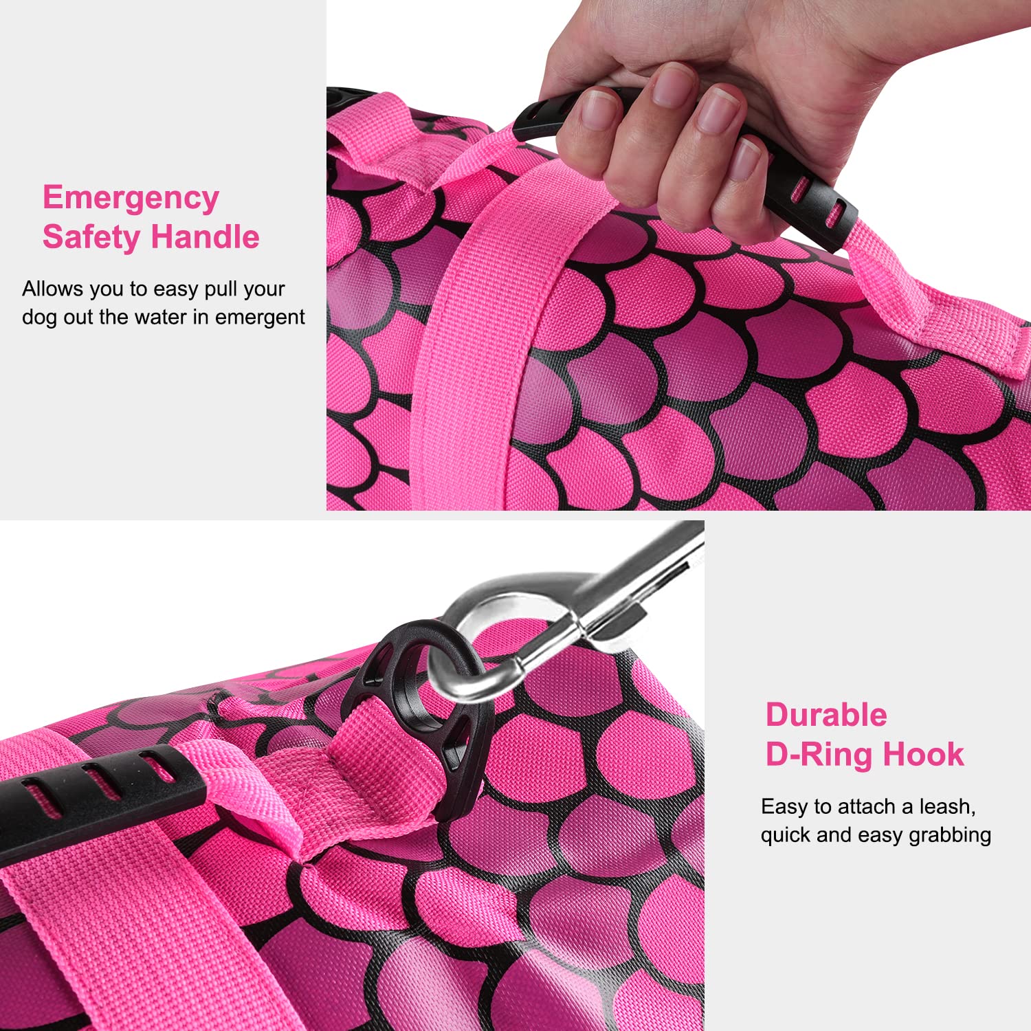 Haocoo Dog Life Jacket Vest Saver Safety Swimsuit Preserver With Reflective Stripes/Adjustable Belt Dogs (Mermaid,Xxl)