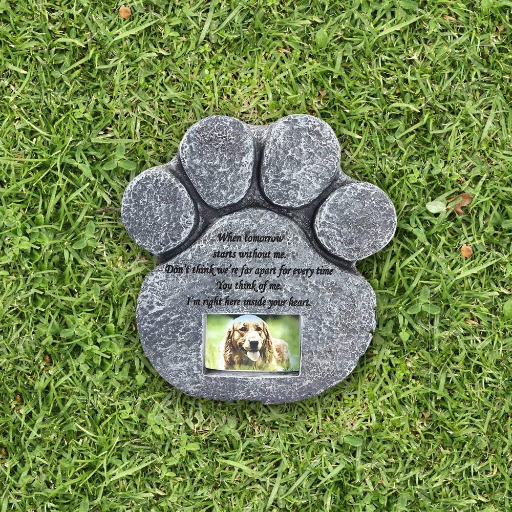 Mochiglory Paw Print Pet Memorial Stone Puppy Tombstone Indoor Outdoor Dog Or Cat Grave Loss Of Pet'S Final Resting Peace