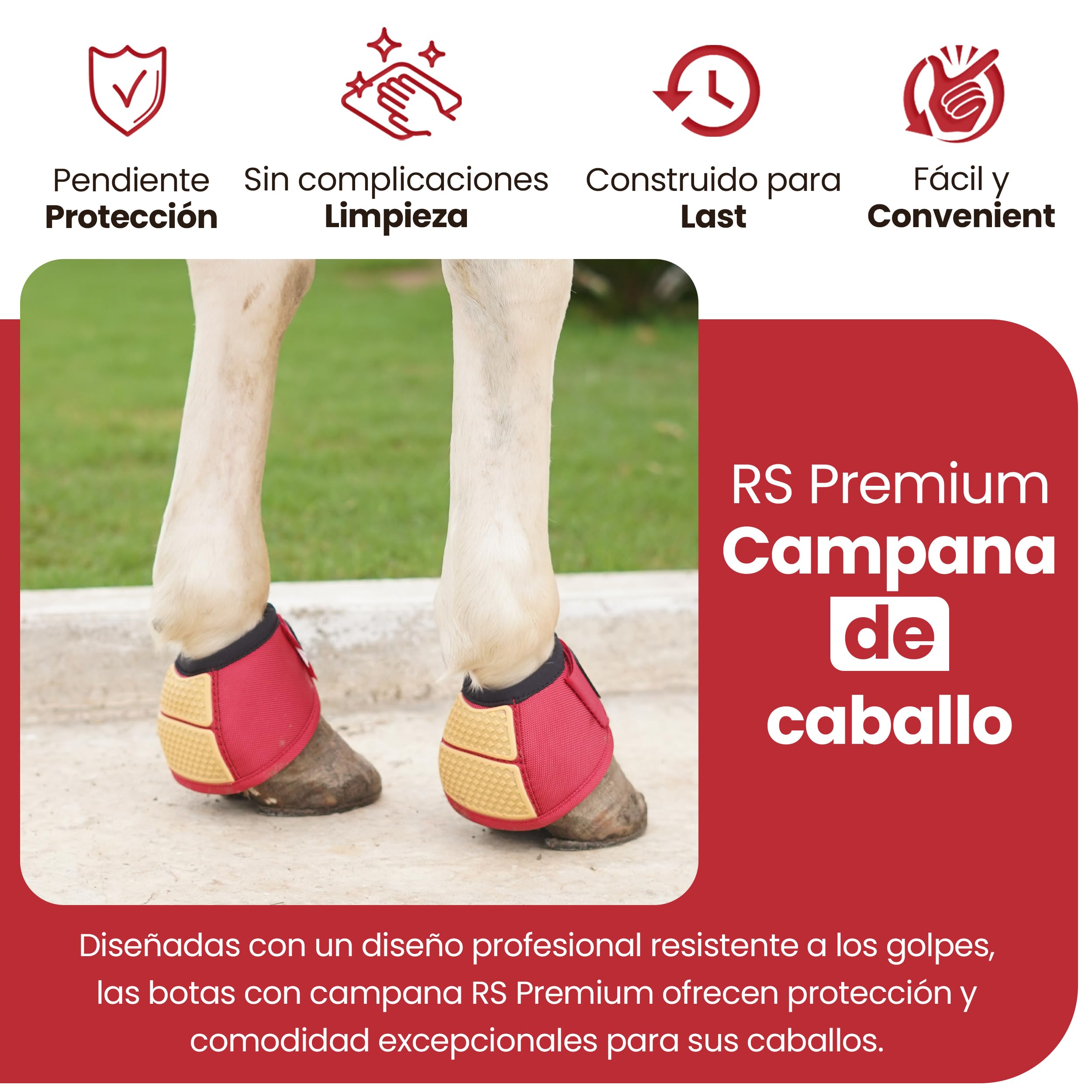 No Turn Gold Line Bell Boots | Prevent Horse From Injury, Superb Protection, Comfort, Professional Kpu Horse Bell Boots Material