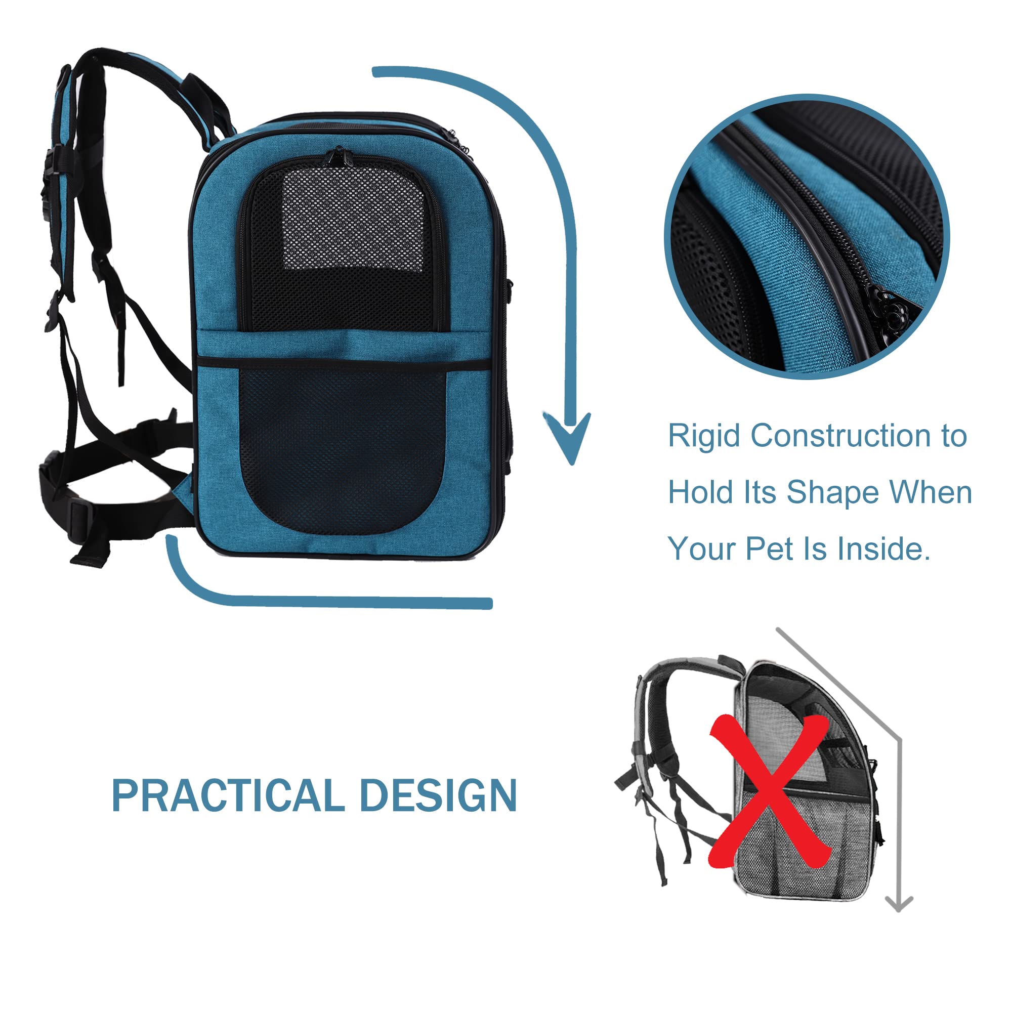 Apollo Walker Pet Carrier Backpack For Large/Small Cats And Dogs, Puppies, Safety Features And Cushion Back Support | For Travel, Hiking, Outdoor Use (Teal)