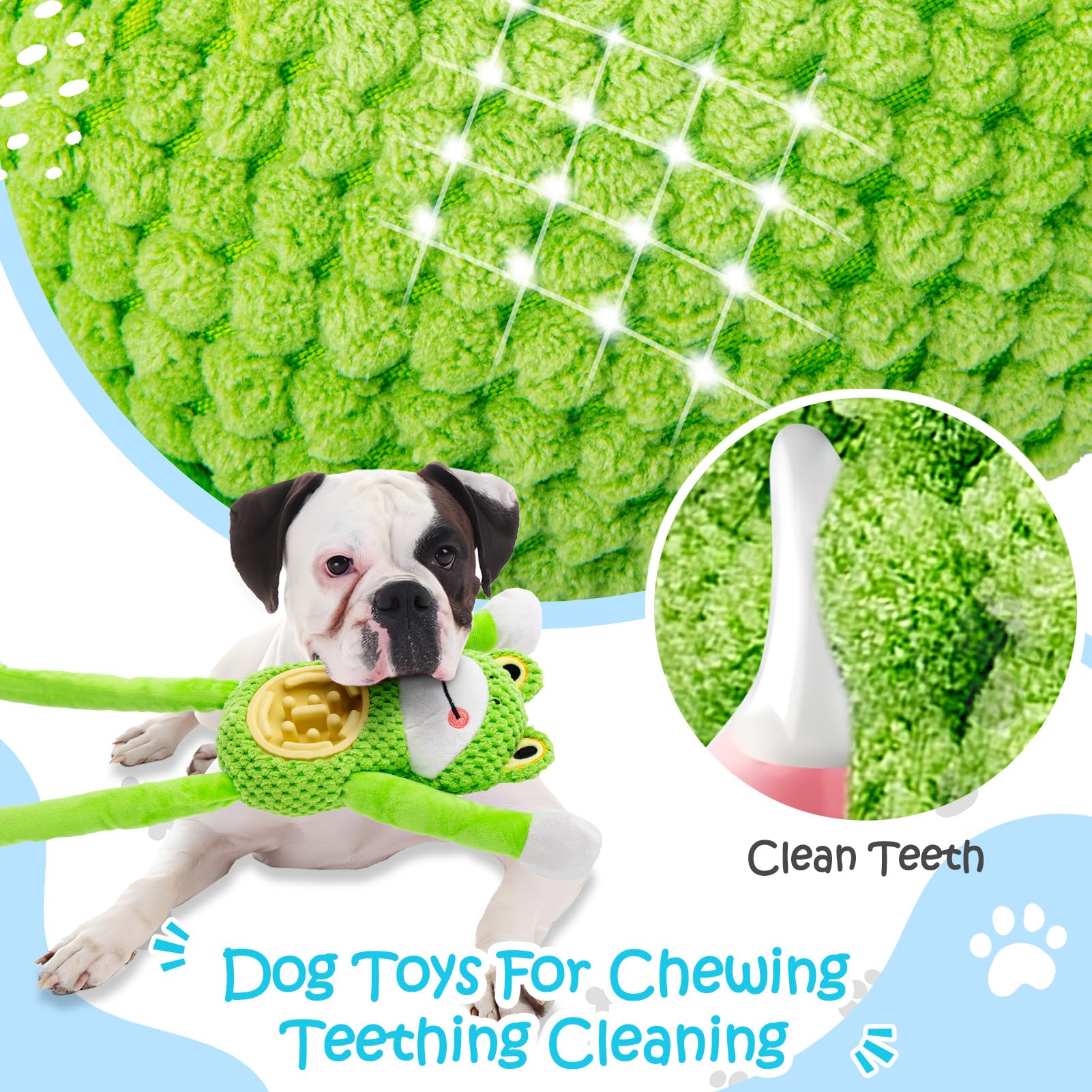 Squeaky Dog Toys - Interactive Plush Chew Toy With Slow Feeder & Tug Of War Game, Mental Stimulation Puppy Toys For Small, Mediu