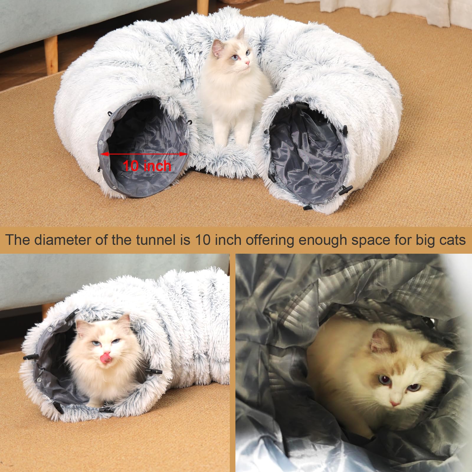 Cat Tunnel Bed, Cat Tunnels For Indoor Cats, Donut Tunnel Tube For Bored Indoor Adult Cats, Peekaboo Cave Playground For Kitten