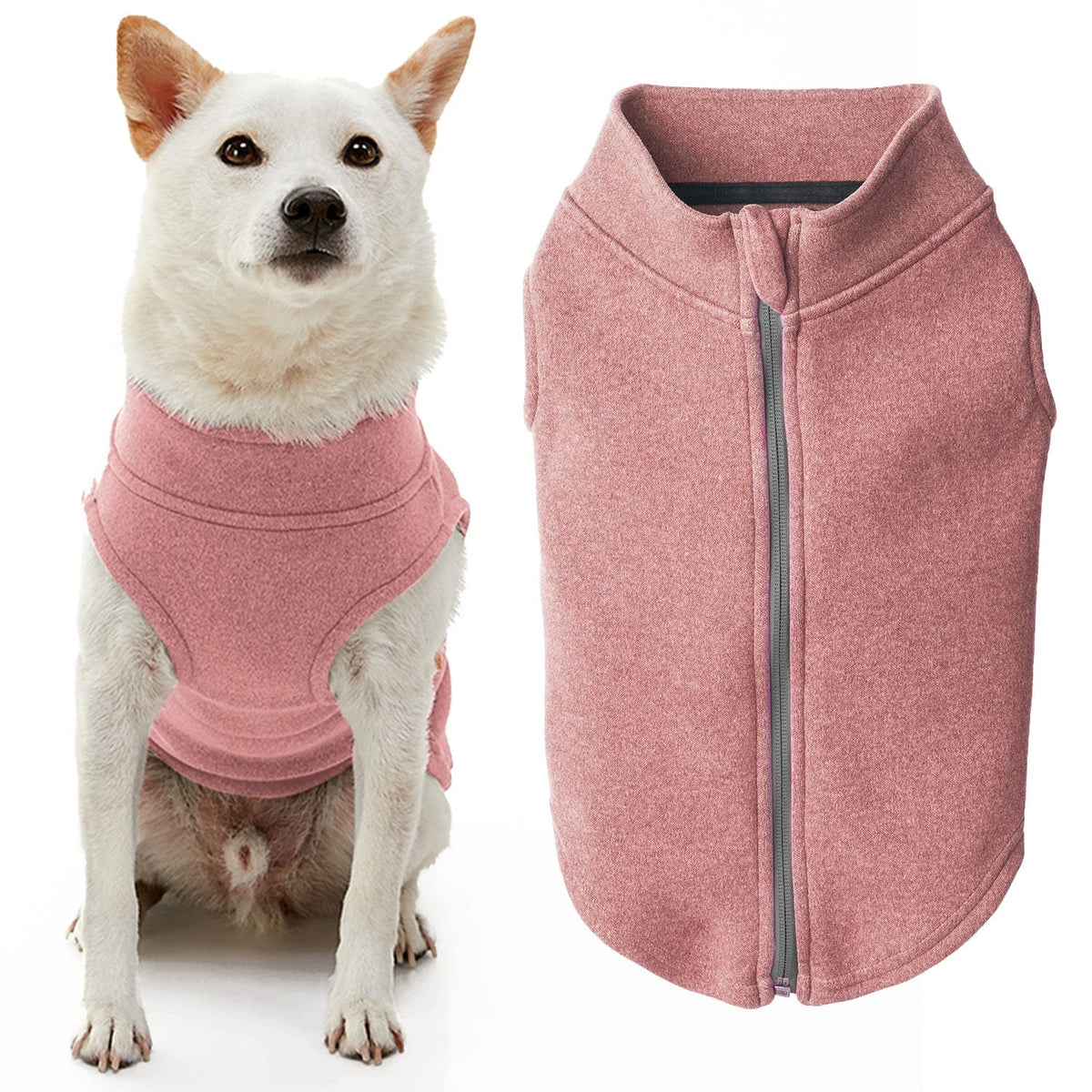 Gooby Zip Up Microfiber Fleece Dog Sweater - Pink, Small - Warm Double Layered Soft Microfiber Fleece Step-In Dog Jacket Without Ring Leash - Winter Dog Sweaters For Small Dogs And Medium Dogs