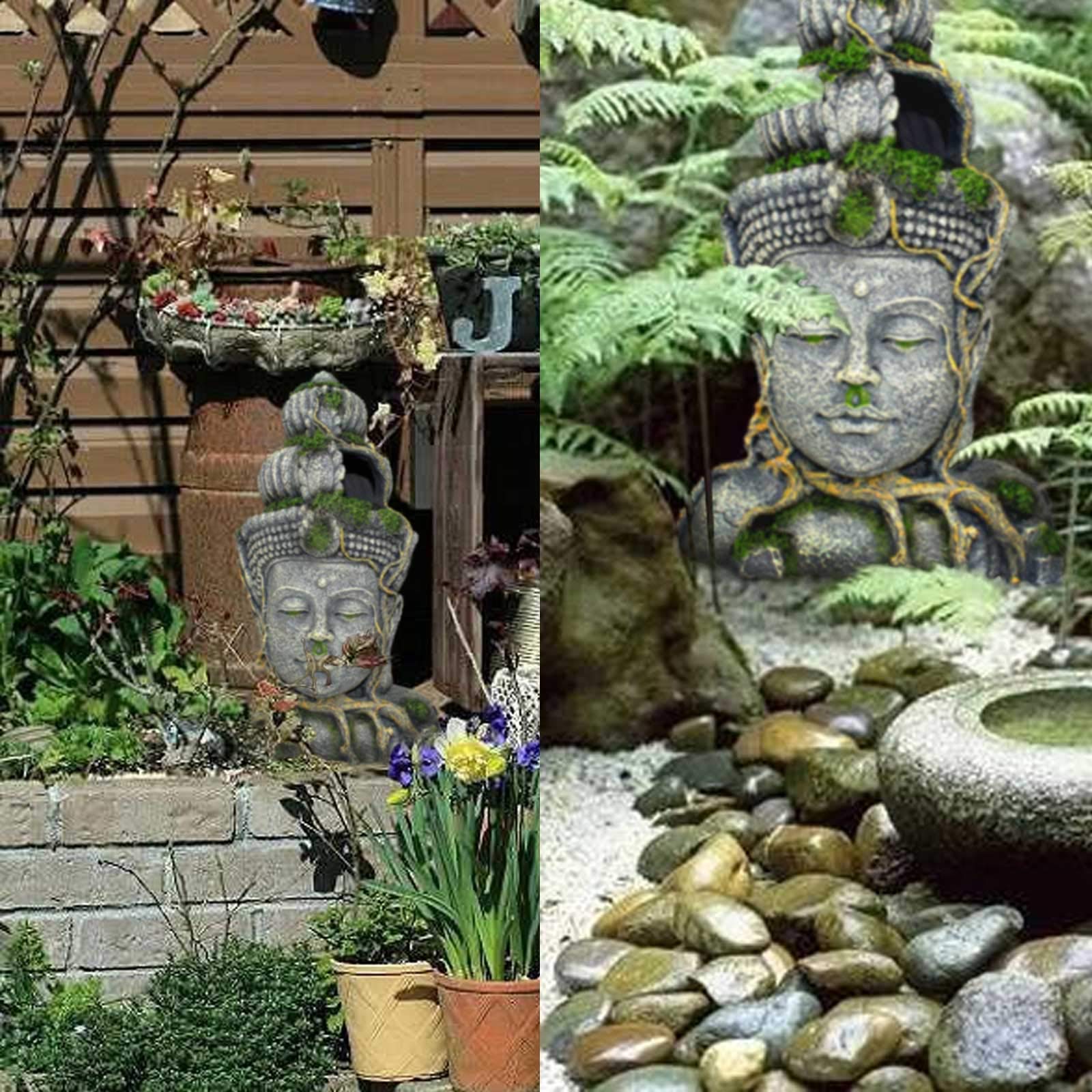 Pinvnby Aquarium Buddha Head Statue Decorations,Fish Tank Resin Large Buddha Sculpture Ornament,Betta Hideout Cave Sleep Rest Play For Small Fish Shrimp Lizard Gecko Small Reptile(3 Pack)