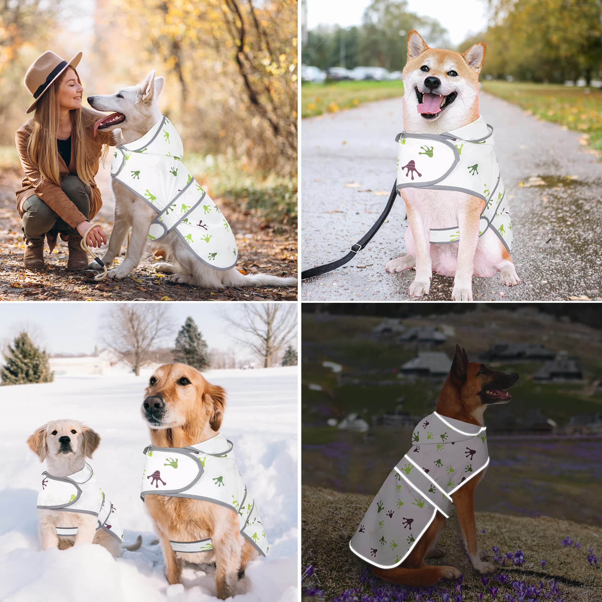 Dogs Raincoat With Hood And Leash Hole, Waterproof Dog Rain Jacket Medium Size, Reflective Dog Raincoats For Medium Dogs