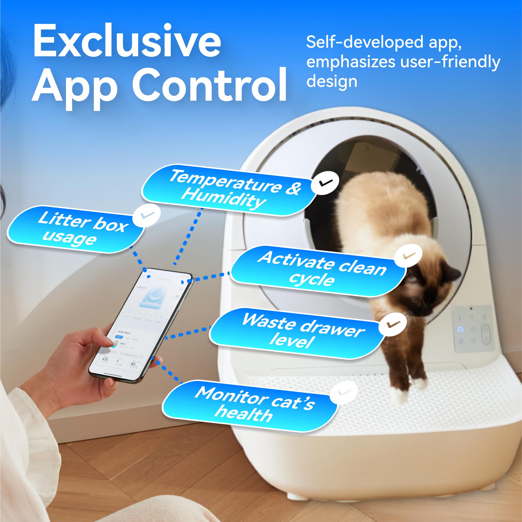 Catlink Luxury Pro-X Automatic Self-Cleaning Cat Litter Box, Health Monitoring, Automatic Cat Litter Box For Multiple Cats, Trip