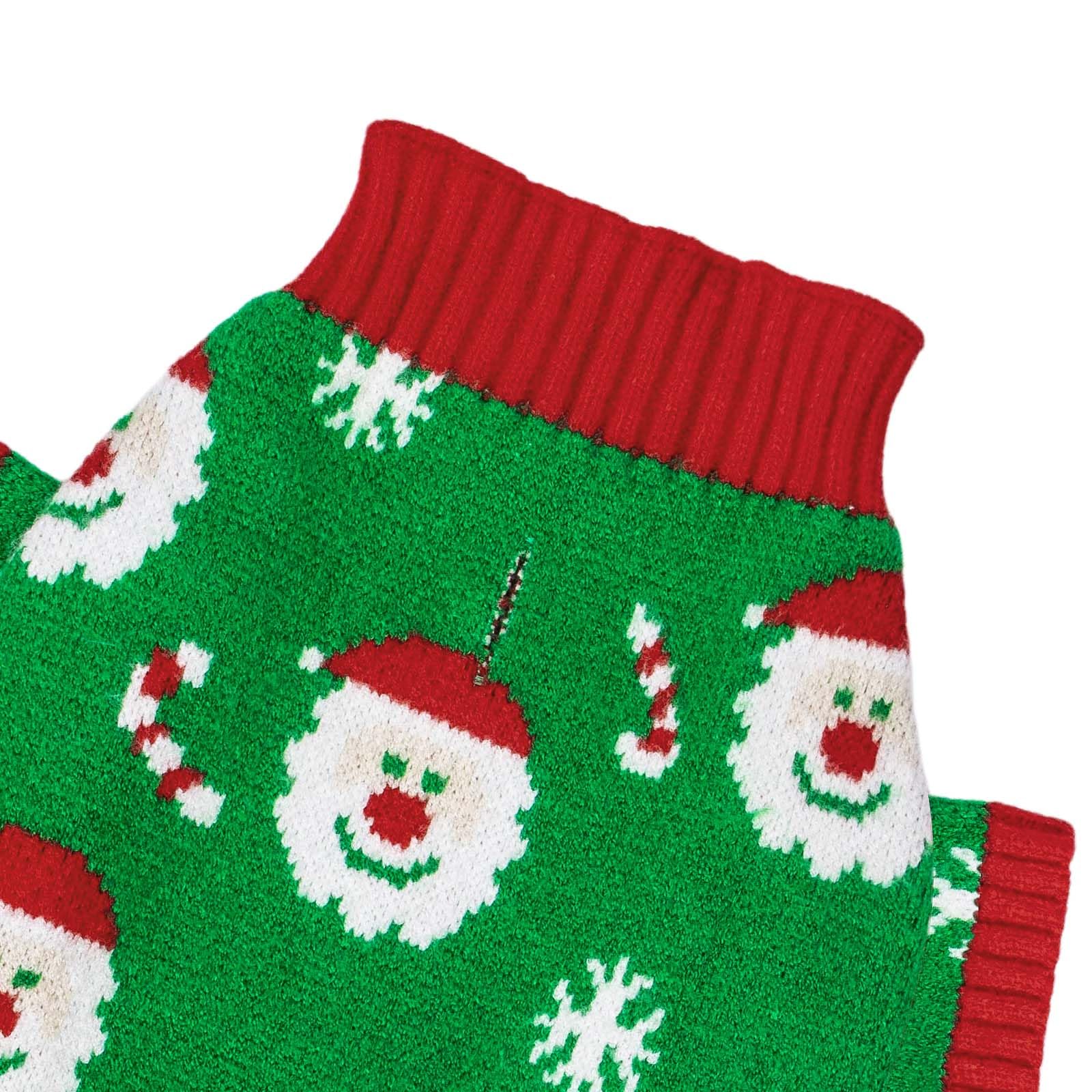 Cutebone Christmas Green Dog Sweater For Medium Large Dogs Santa Claus Knit Turtleneck Pet Winter Clothes Cat Apparel With Leash