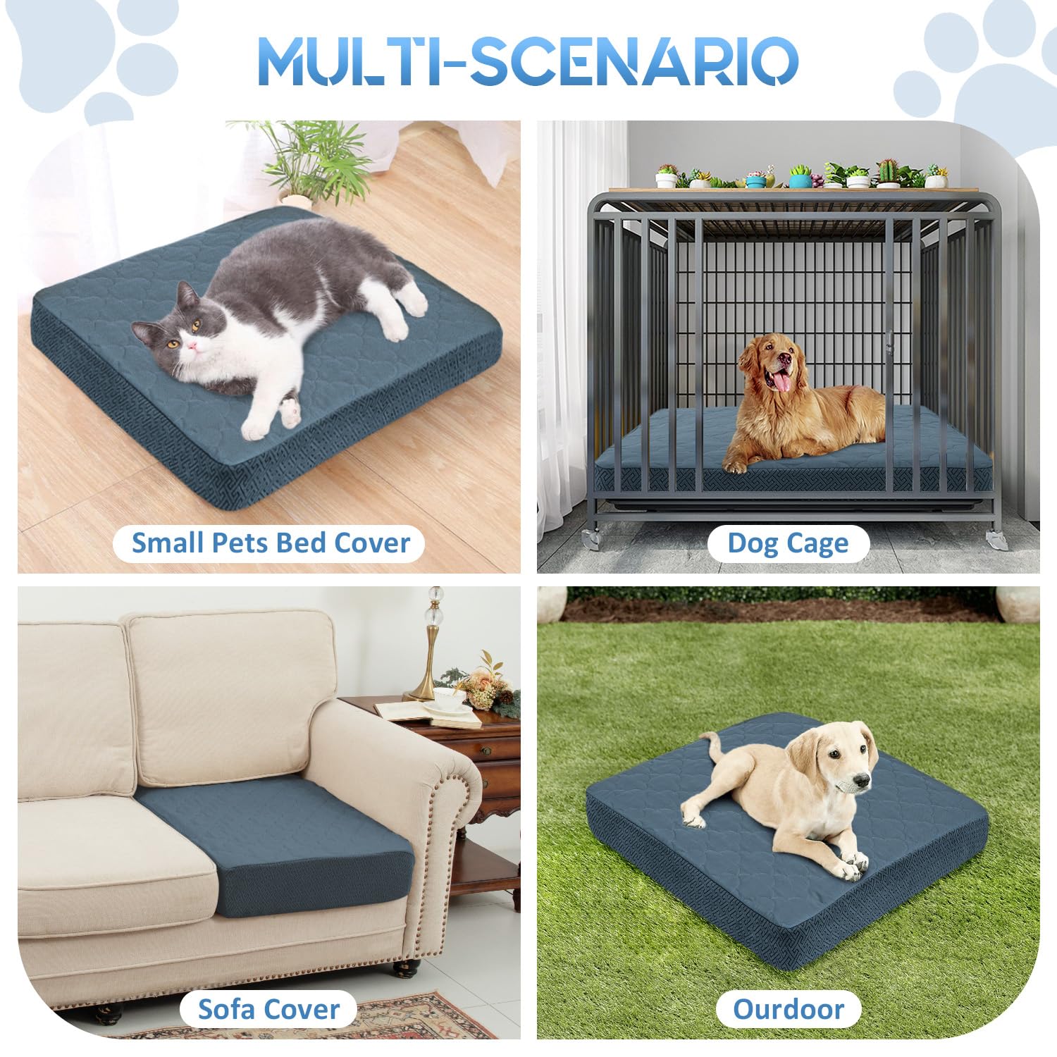 Chhkon Dog Bed Covers Replacement Washable Waterproof Pet Puppy Bed Cover For Dog(Blue,30X20X6 Inch)