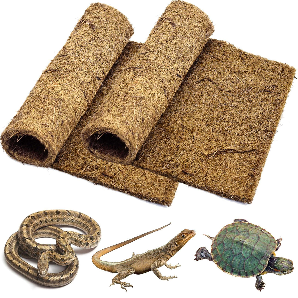 Pivby 2 Pcs Reptile Carpet, Natural Coco Coir Mat (19.6' X 11.7'), Coconut Fiber Substrate Pet Terrarium Liner For Bearded Dragon Tortoise Habitat Lizards Turtles Snakes Iguana Hermit Crab