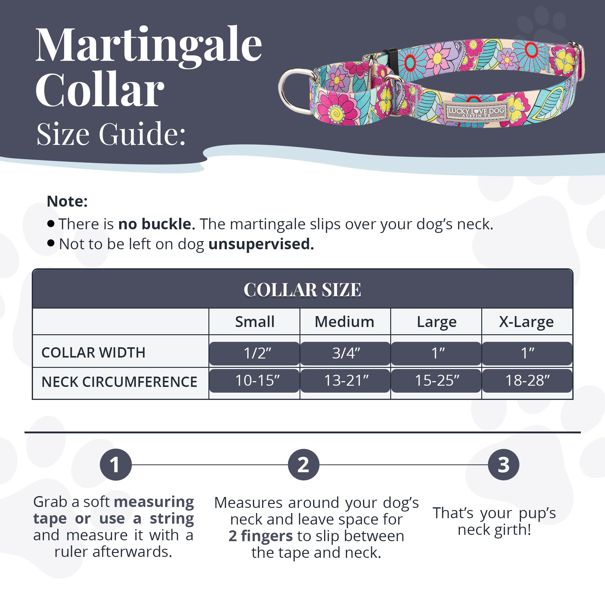 Lucky Love Dog Martingale Collar, Premium No Slip Martingale Collar For Medium Dogs, Great For Whippets, Greyhounds, And More (C